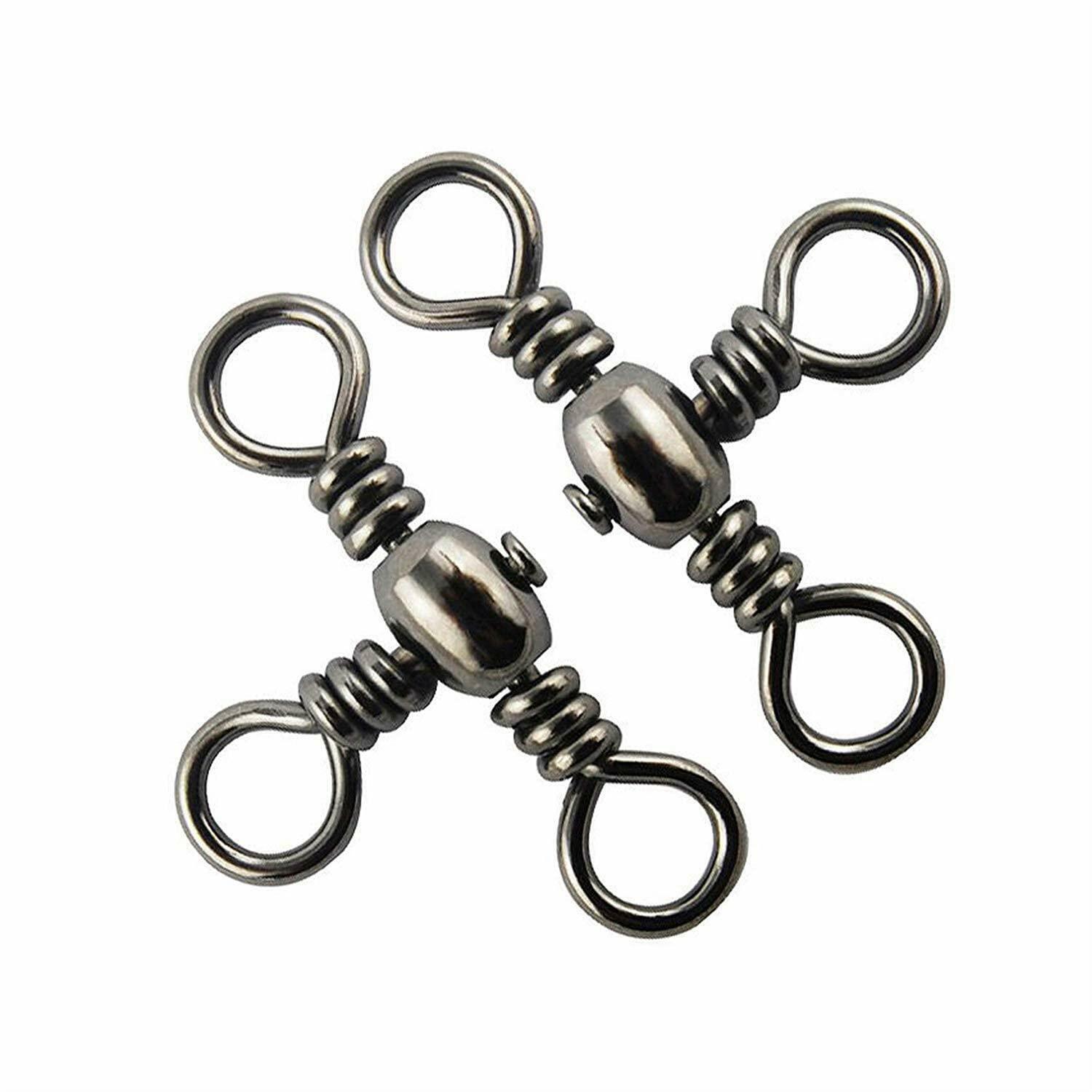 Zikablle Zikablle 50pcs Three Way Barrel Fishing Swivels T Cross Triple Rolling Fishing Swivel Connector (50pcs 4#)