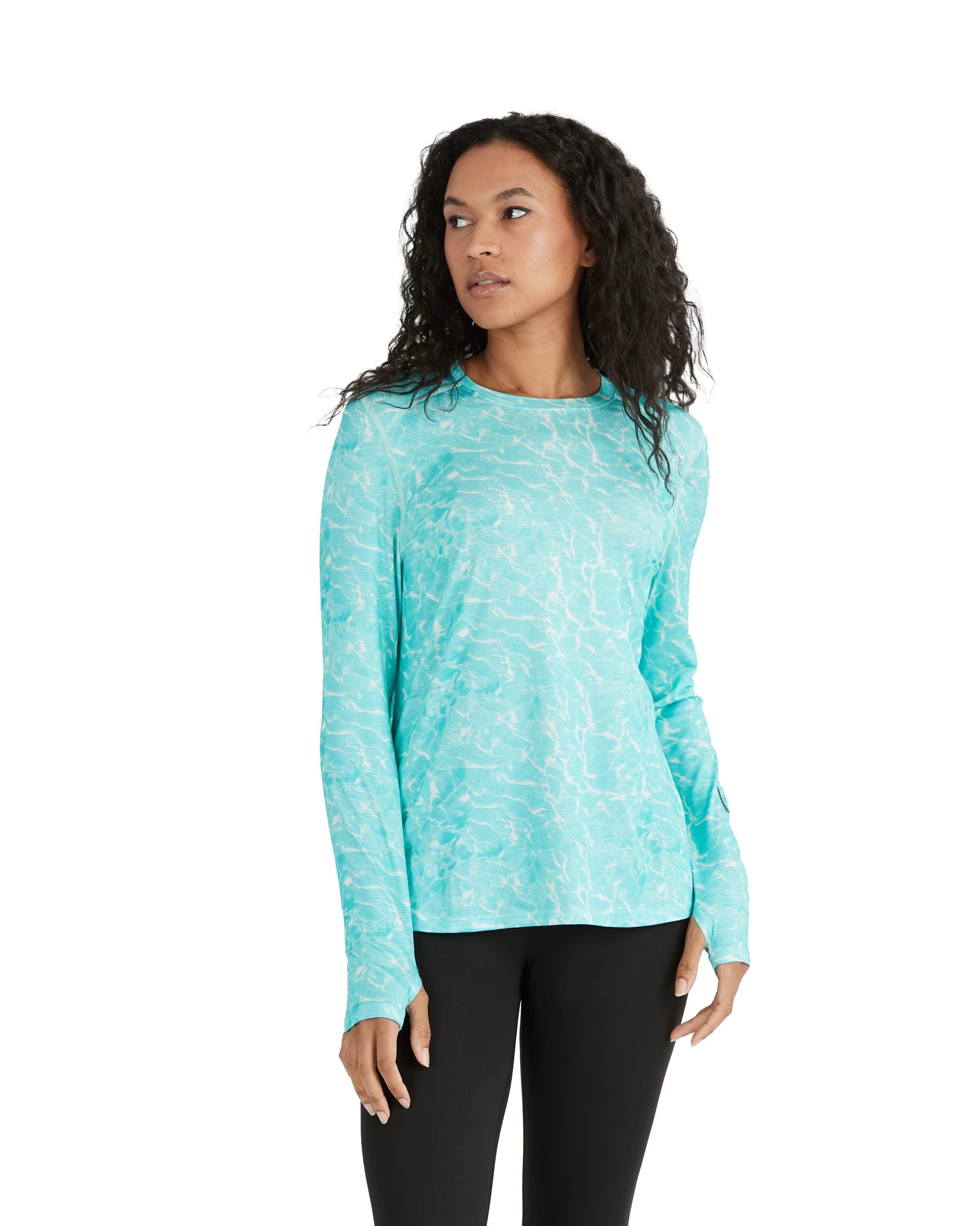 Terramar Terramar Women\'s Standard Ventilator Performance Series Light Weight Long Sleeve Shirt with 4-Way Stretch, Tropical Water Print, X-Large
