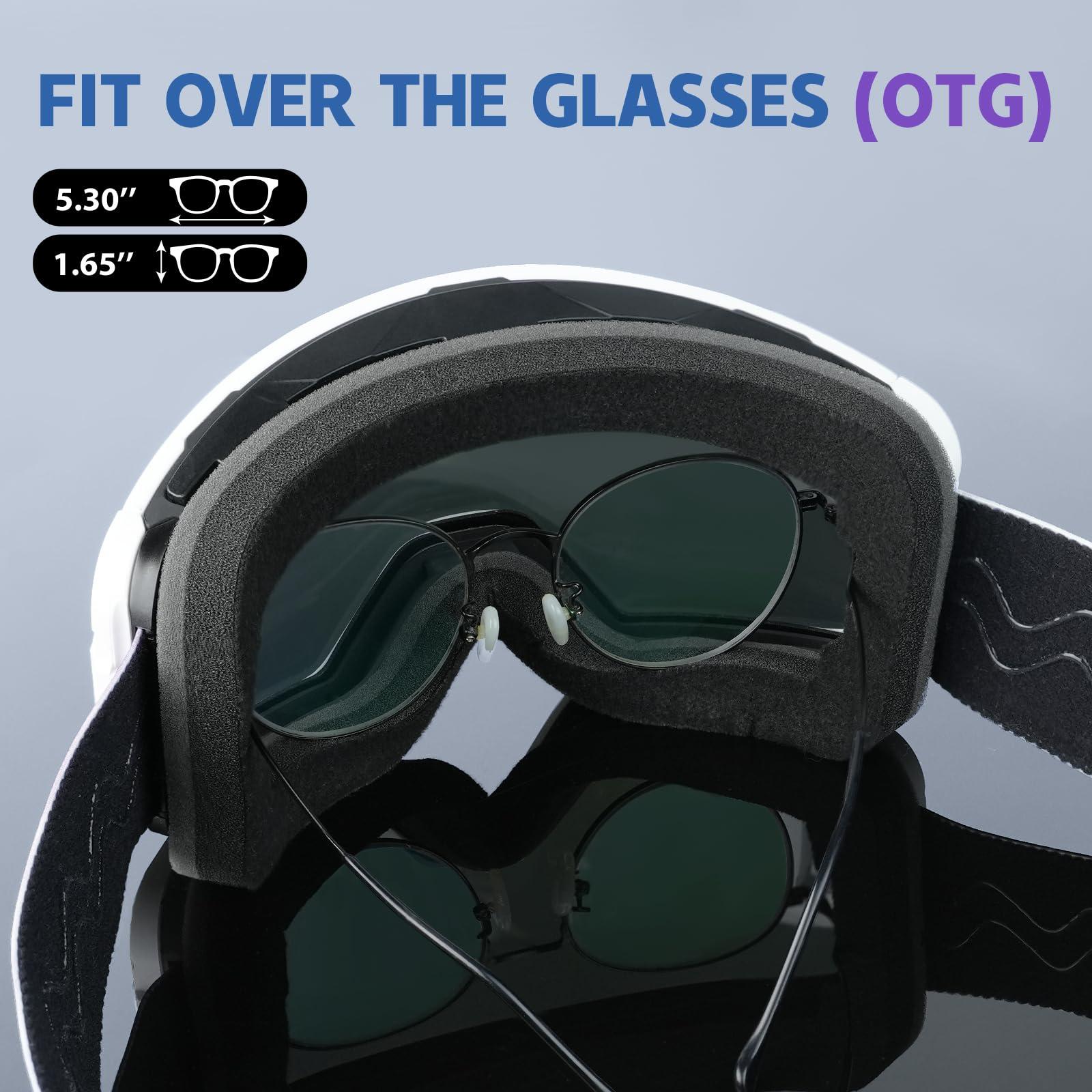 VOZAPOW VOZAPOW Ski Goggles Over Glasses Anti-Fog, Snowboard Goggles for Men Women 100% UV Protection Magnetic Interchangeable lens