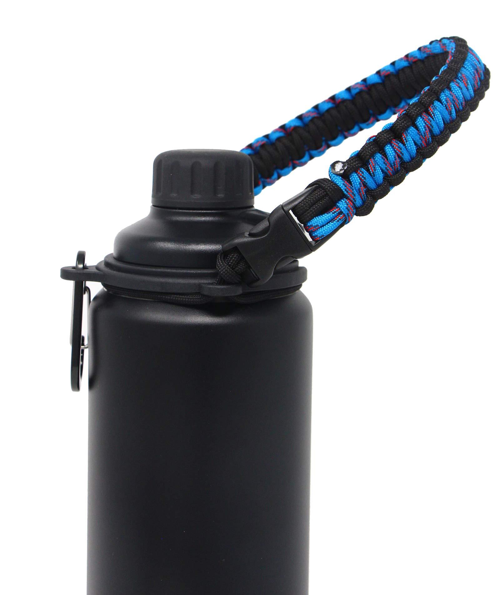 One MissionX One MissionX Paracord Handle Compatible with Yeti Rambler 36oz 26oz 18oz 12oz 46oz Water Bottles, Durable Carrier Strap - Holder(Ocean Blue)