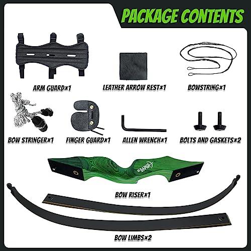 HANDBAIGE Black Hunter 60\" Takedown Archery Recurve Bows for Adults Solid Wood Bow Riser and Glass Fiber Bamboo Maple Laminated Bow Limbs 20-60lbs Hunting Bows for Men and Women Right Hand Recurve Bow Set