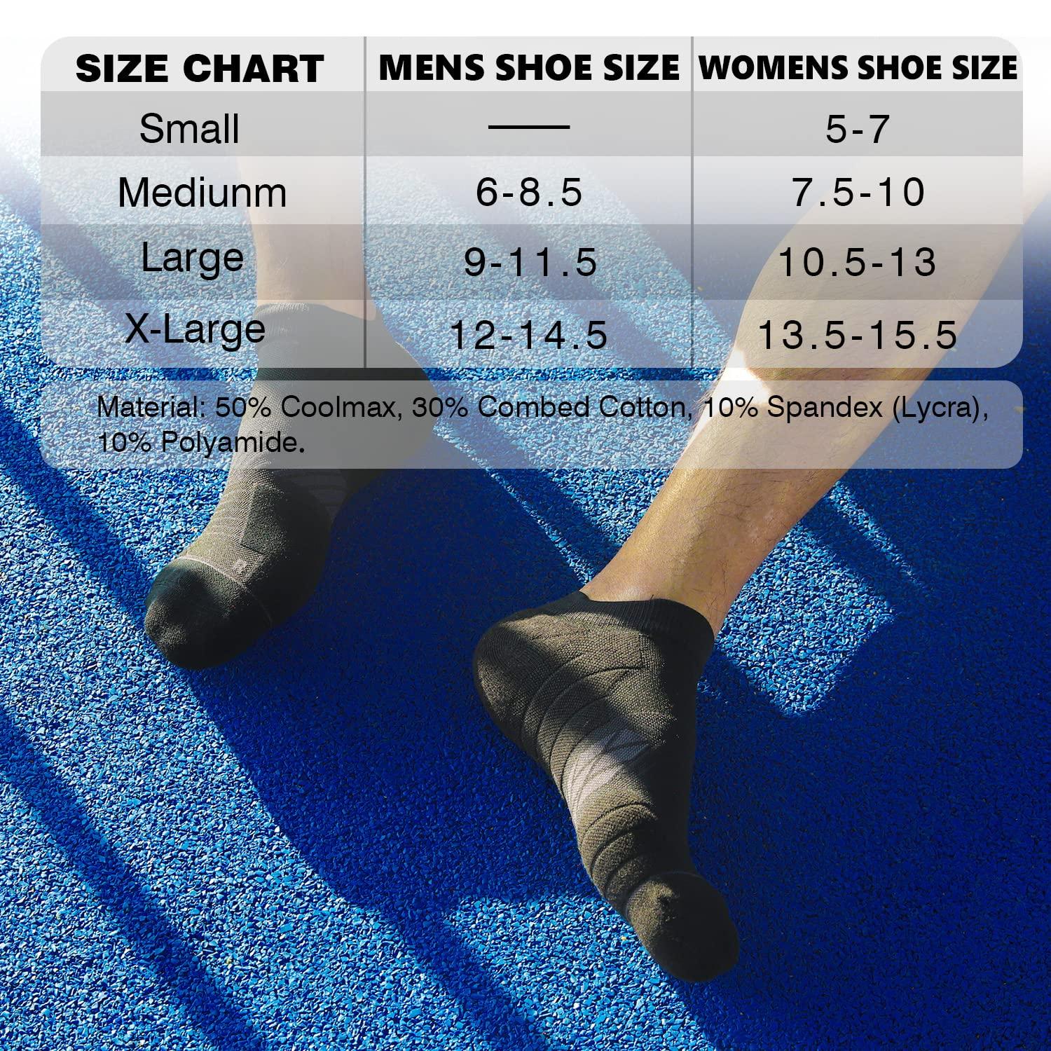 Hylaea Hylaea Mens Sports Socks, Running Socks Women No Show No Blister, Moisture Wicking Coolmax Breathable socks for Athletic Workout Walking Golf Black Medium