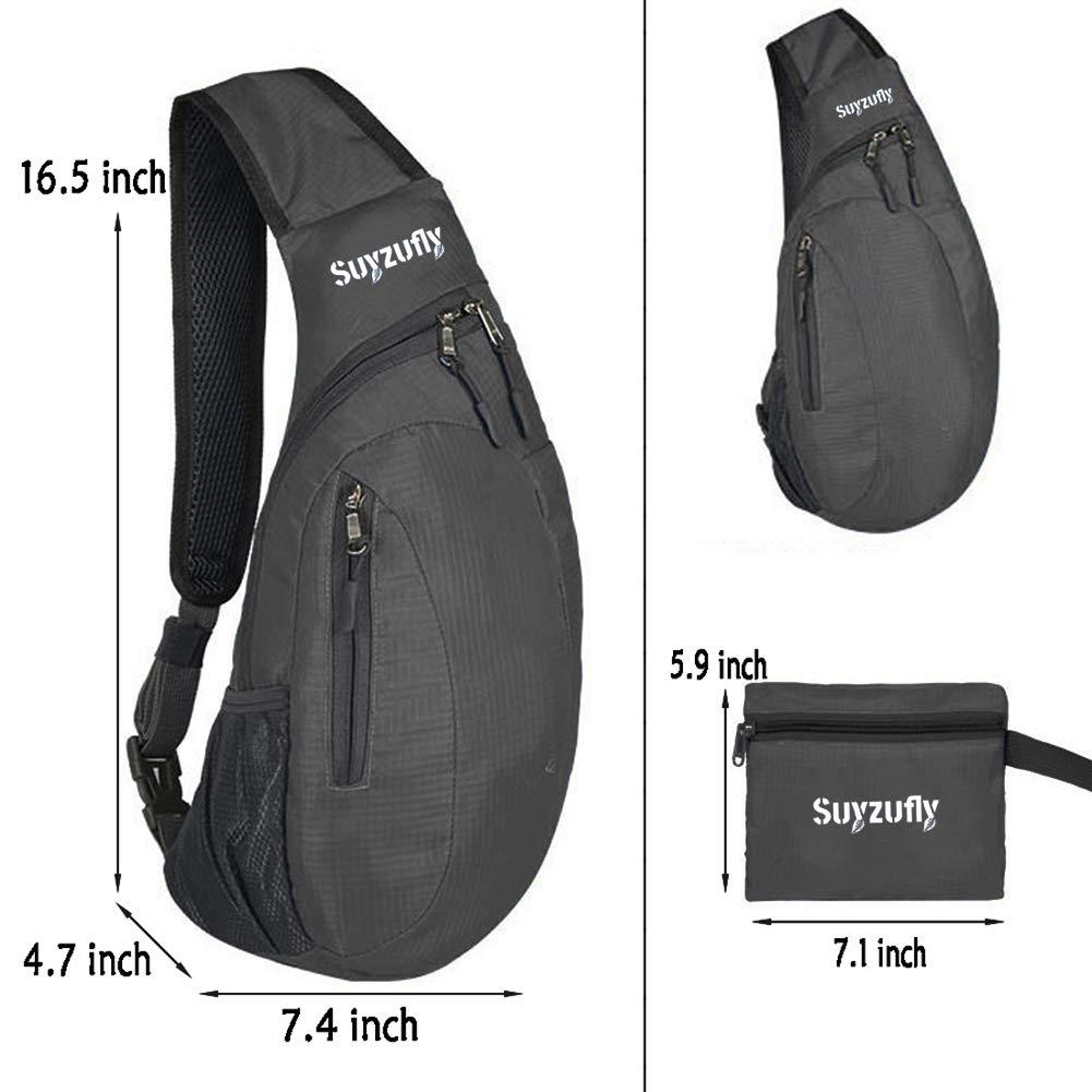 Suyzufly Suyzufly Men Women Foldable Sling Bags Shoulder Chest Backpack Crossbody Daypack for Cycling Walking Hiking Gray