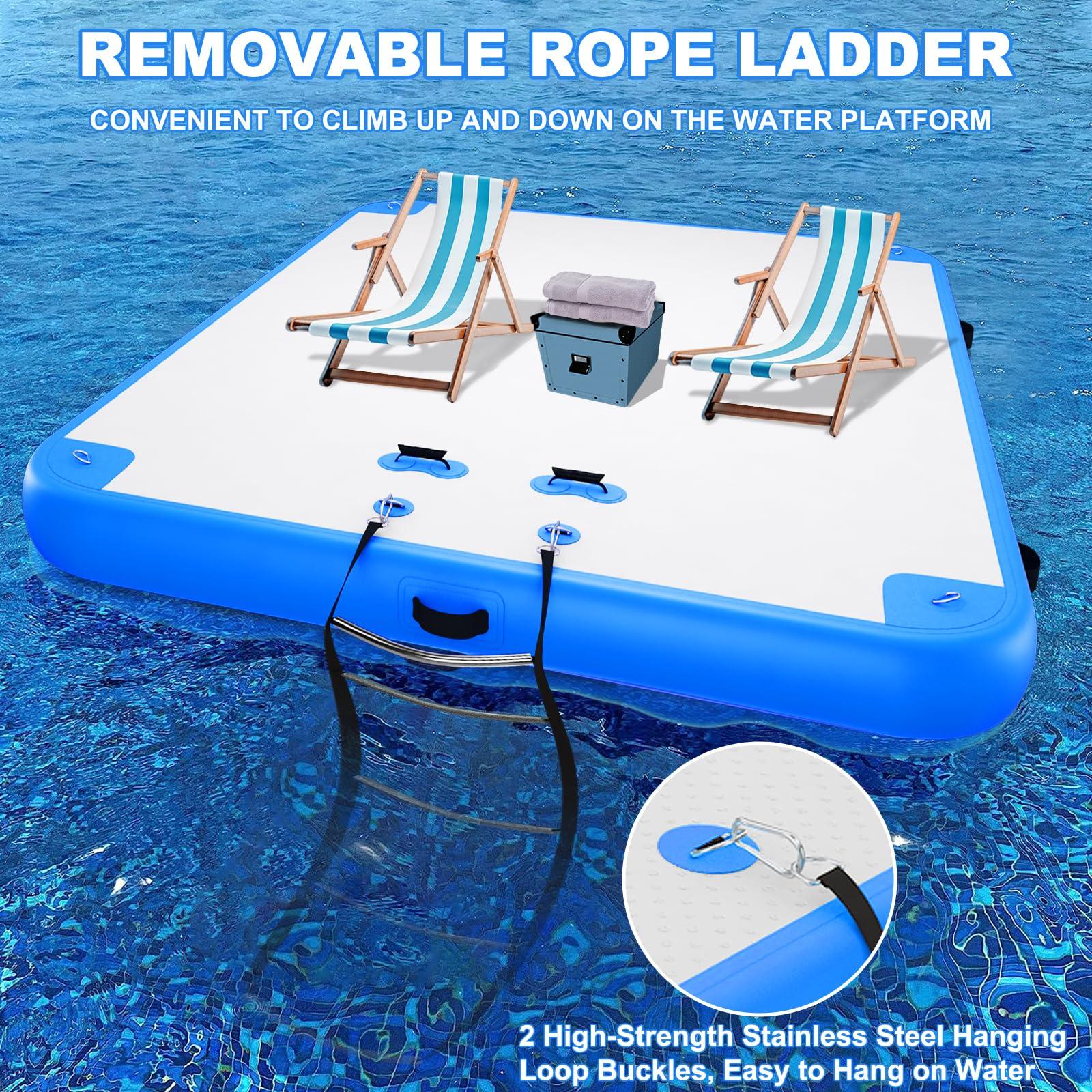 GZKYYLEGS GZKYYLEGS Inflatable Floating Dock, 6 ft x 6 ft Inflatable Swim Platform Dock for Lake, Inflatable Water Floating Dock Mat with Enlarged Non-Slip Surface, Floating Platform for Pool