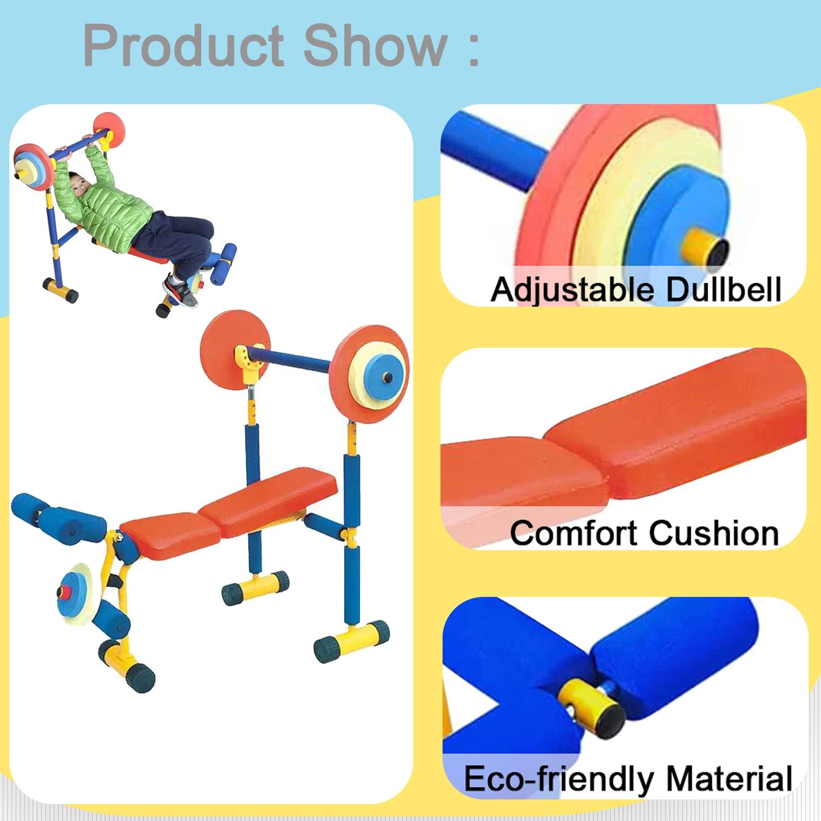 QBDGXFC Children Fun and Fitness Equipment, Kids Barbell Dumbbell Weight Set, Kids Bench and Leg Press Exercise Bikes, Kids Dumbbell Workout Weights