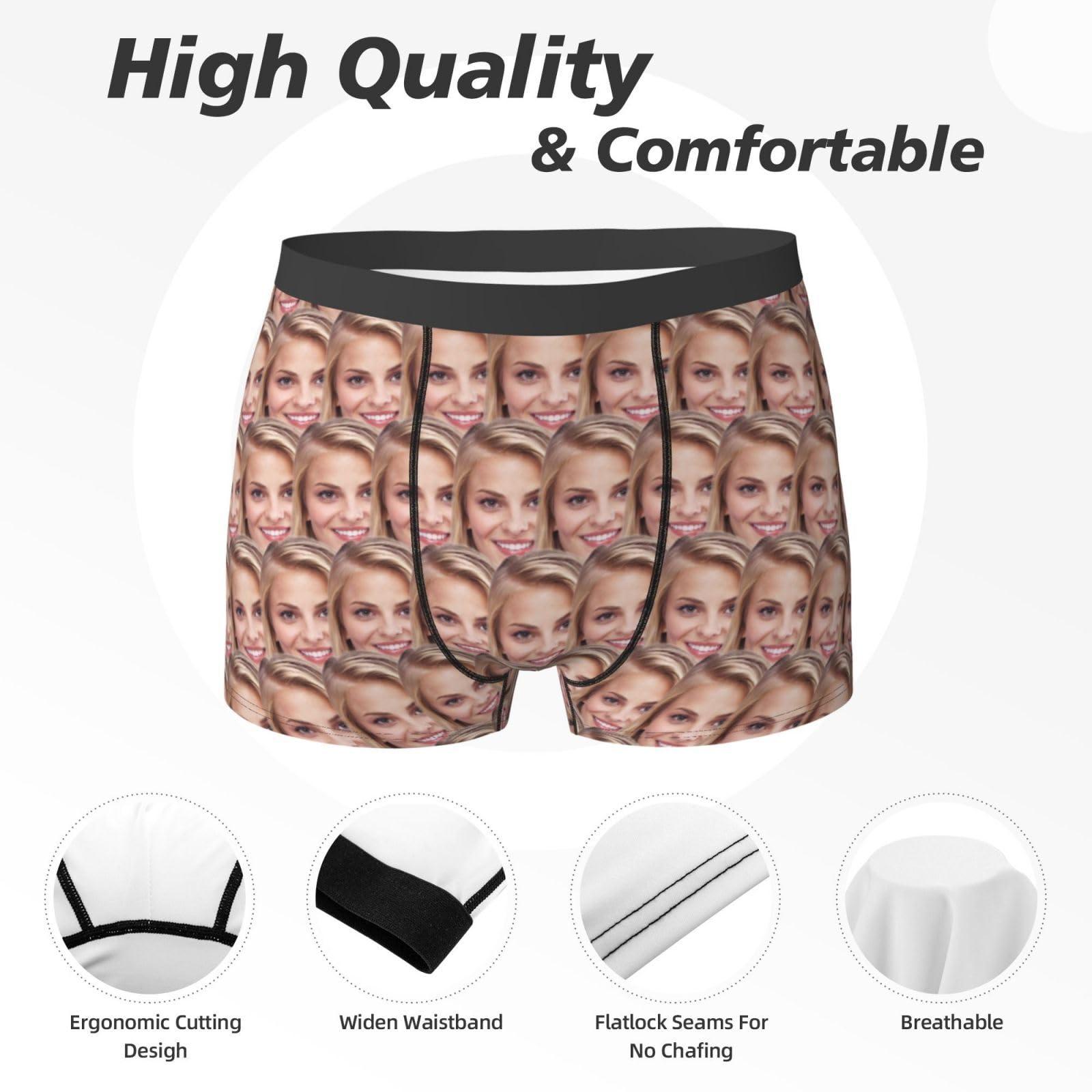 NineFit Basics Custom Underwear Personalized for Men, Custom Men's Underwear Boxer Shorts with Face, Personalized Gifts For Him Large