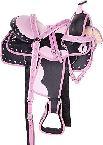 Deen, Enterprises Deen, Enterprises Youth Child Synthetic Western Pony Miniature Horse Saddle Tack Get Matching Headstall, Breast Collar & Saddle Pad Size 10\" to 12\" Inches Seat Available (11\" Inches seat)