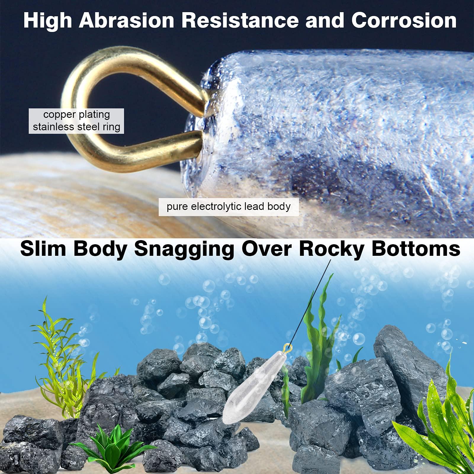 AMYSPORTS AMYSPORTS Drop Shot Fishing Weights Kit Lead Freshwater Fishing Sinkers Bass Casting Removable Fishing Weights Saltwater Streamlined 8pcs 1.8oz