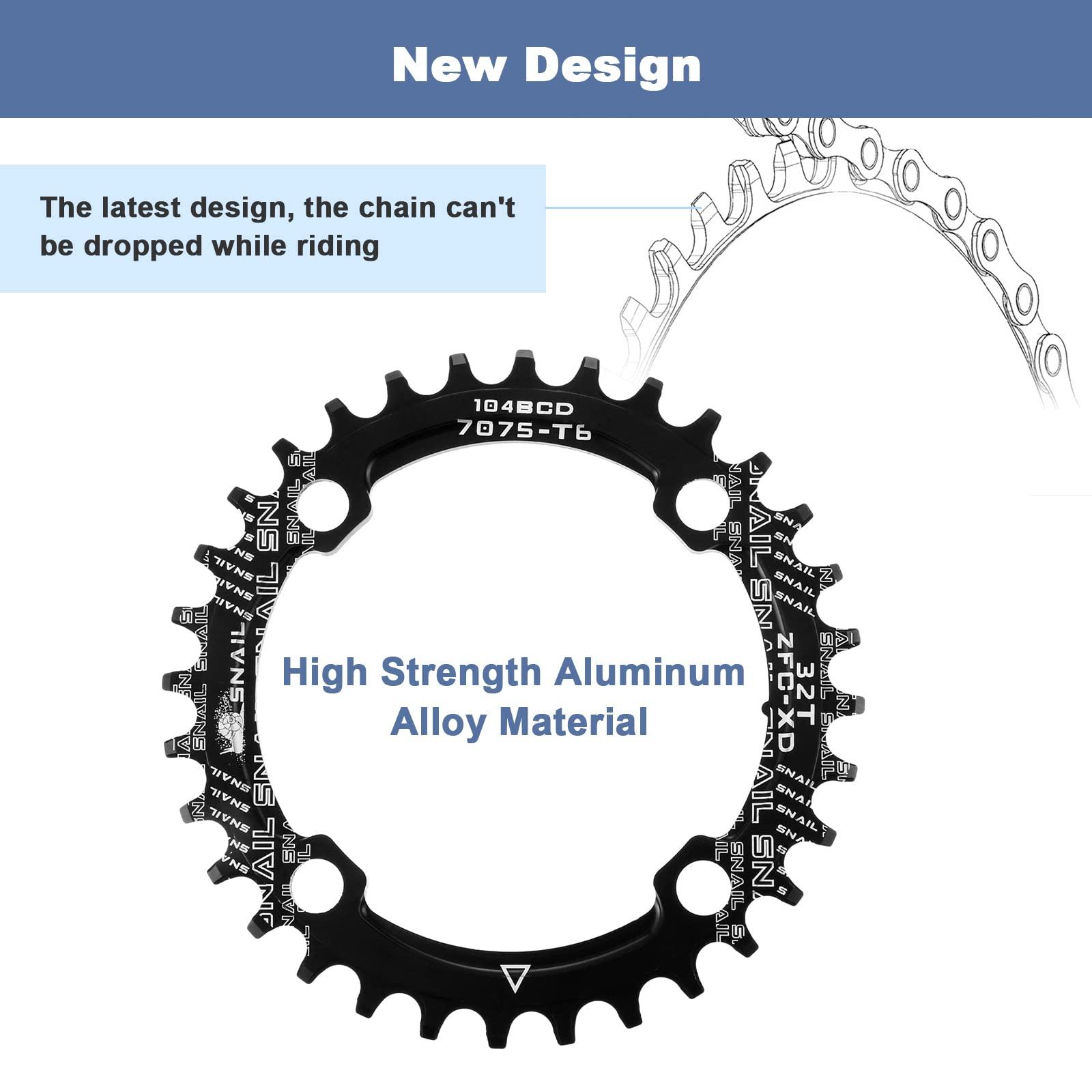 PETCHOR PETCHOR Square Taper Crankset MTB, Mountain Bike Single Speed Crankset, Bicycle Crank Arm Set 170mm 104BCD, 32T Chainring & Bolts