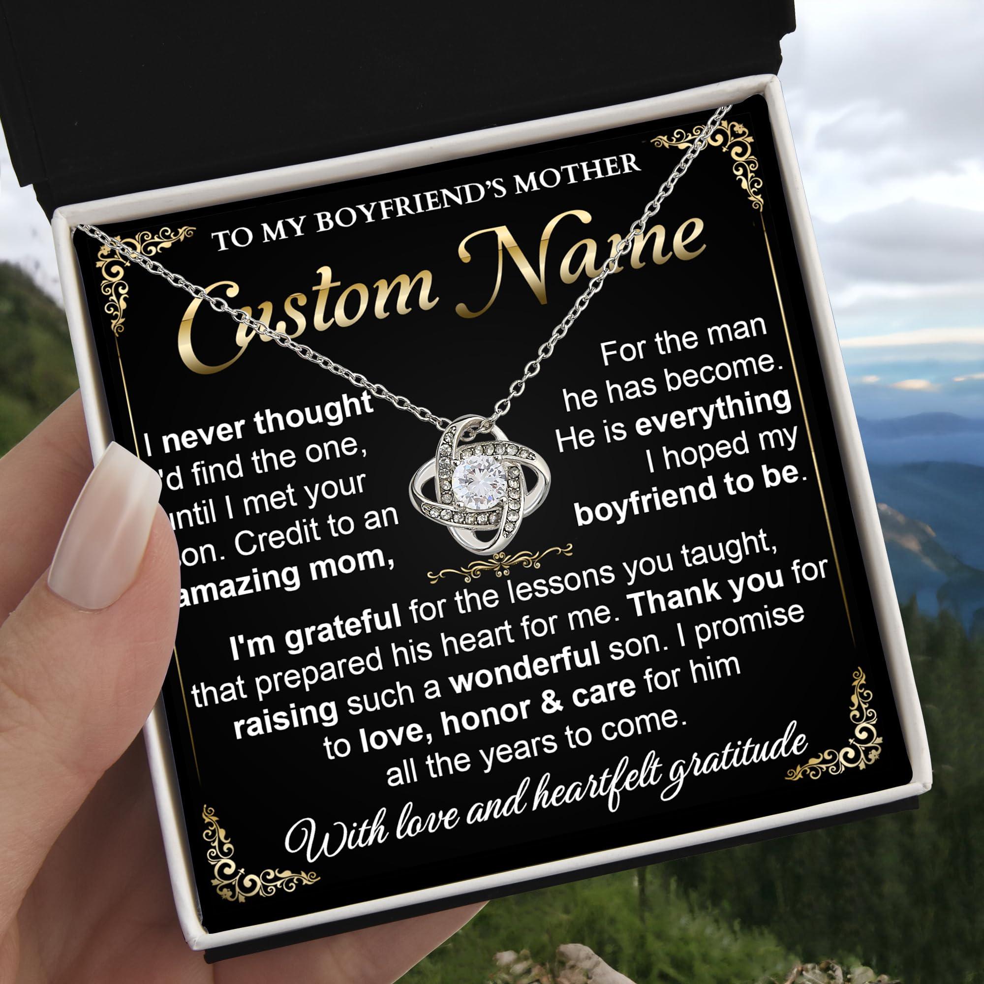 Chiside Custom To My Boyfriends Mom Necklace, Boyfriend Mom Necklace From Girlfriend, Christmas Gifts For Boyfriends Mom, Mothers Day Gifts For Your Boyfriends Mom, Birthday Necklace Gifts For Boyfriends Mom