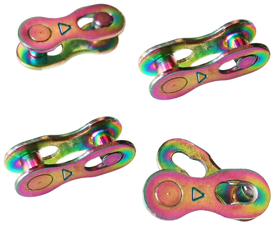 Hyamass Hyamass 4 Pairs Bicycle Missing Link 6/7/8/ Speed Chain Reusable Steel Bike Chain Link(Rainbow)