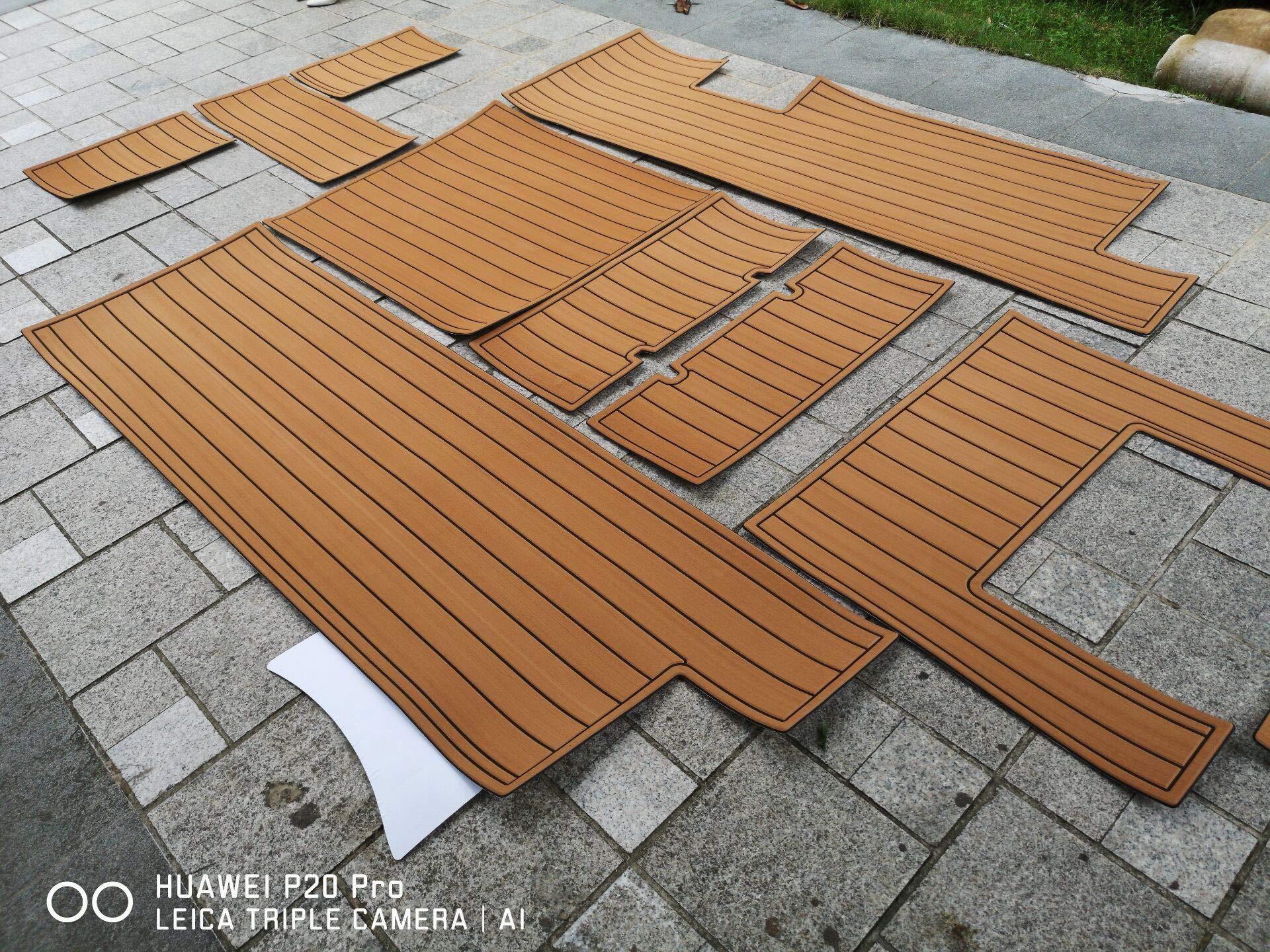 ZY ZY 2014 MasterCraft X-Star Boat Swim Platform Pads 1/4" 6mm EVA Teak Decking (Light Brown with Black Lines)