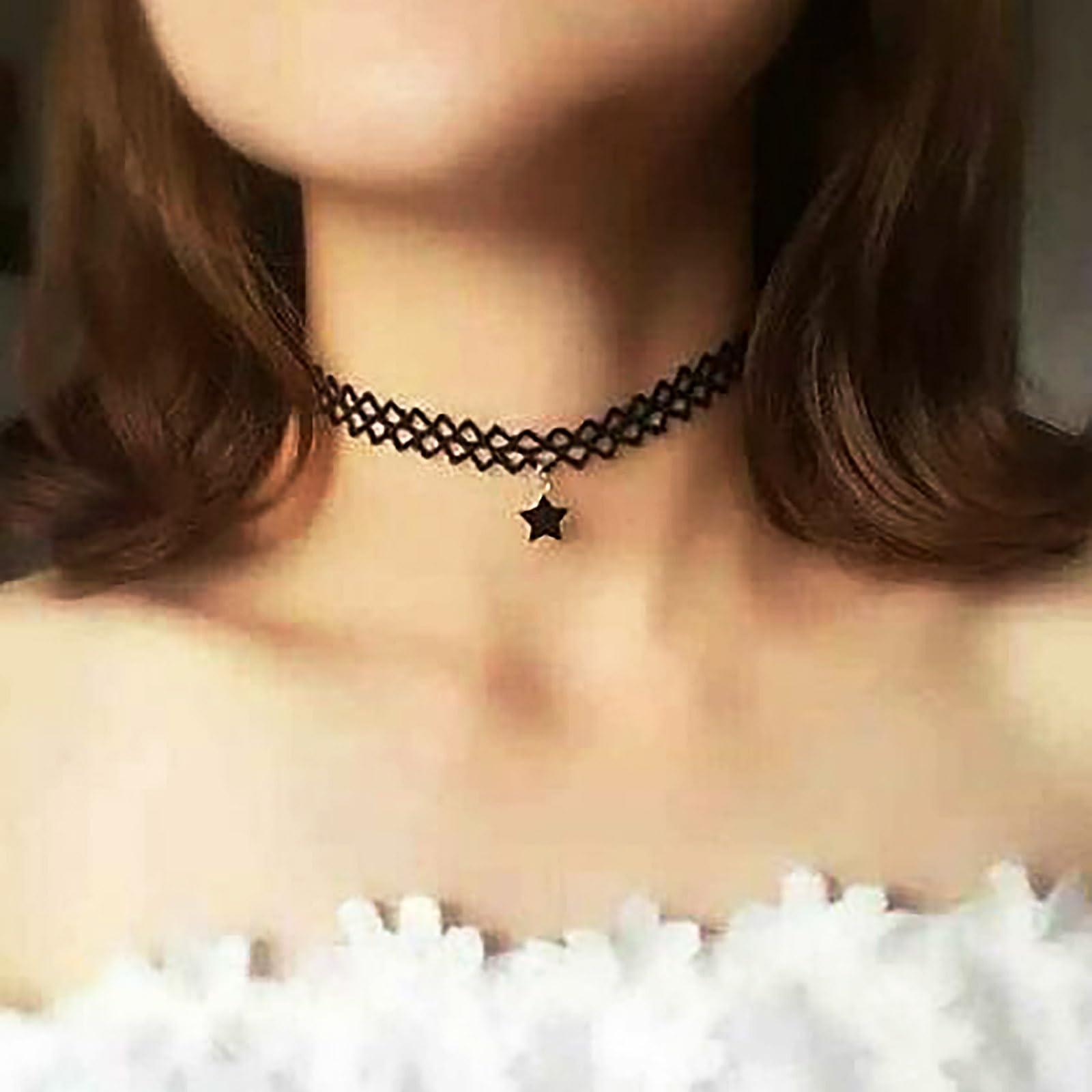 Olbye Olbye Elastic Choker Star Necklace Black Tattoo Choker Necklaces for Women Plastic Minimal Necklace Jewelry