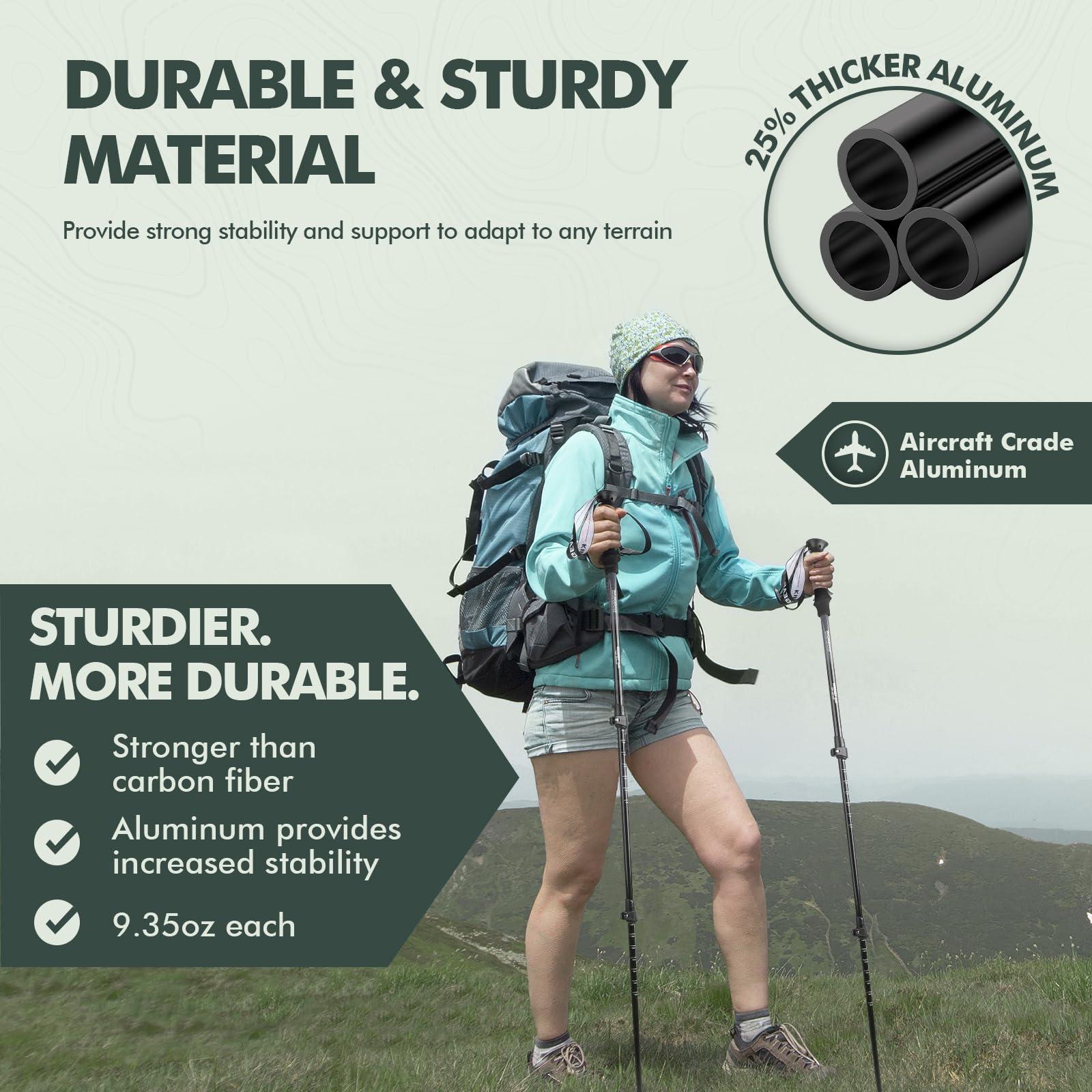 KINGGEAR KINGGEAR Nordic Walking Stick, TP1 Hiking Poles Retractable Lightweight 7075 Aluminum, Trekking Poles with Flip Lock, Natural Cork and EVA Grip, 2pc Hiking Gear