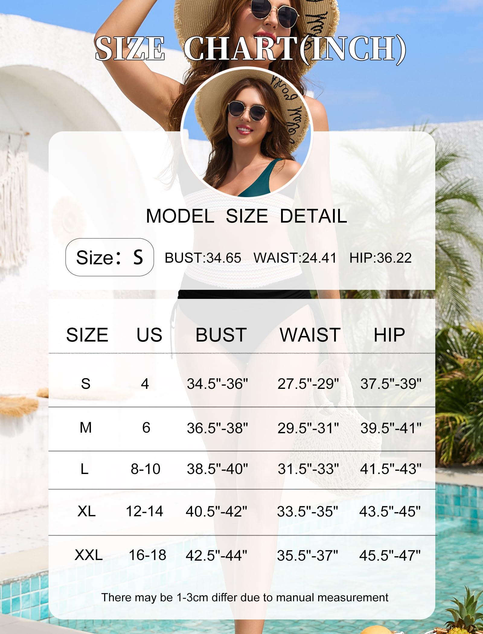 ZAFUL ZAFUL Women High Waisted Bikini Sets Tummy Control Bathing Suits Two Piece Swimsuit Push Up Modest Drawstring Swimming Suits Red S