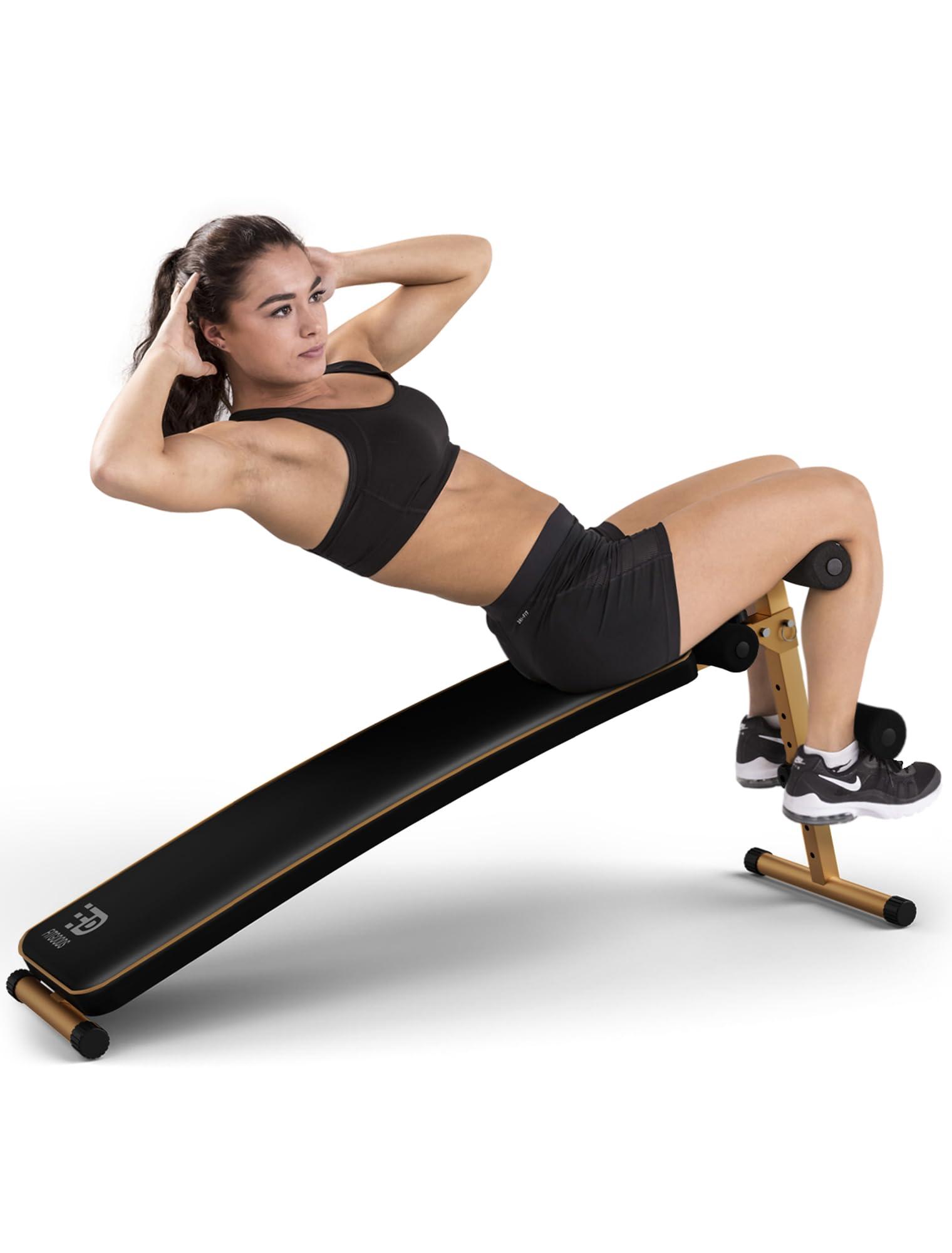 FitGoods FitGoods Sit Up Bench, Adjustable Workout Bench for Ab Exercise, Curved Incline/Decline Slant Bench, Five Adjustment Levels, Great Home Gym Workout Equipment for Building Abs and Core Muscles