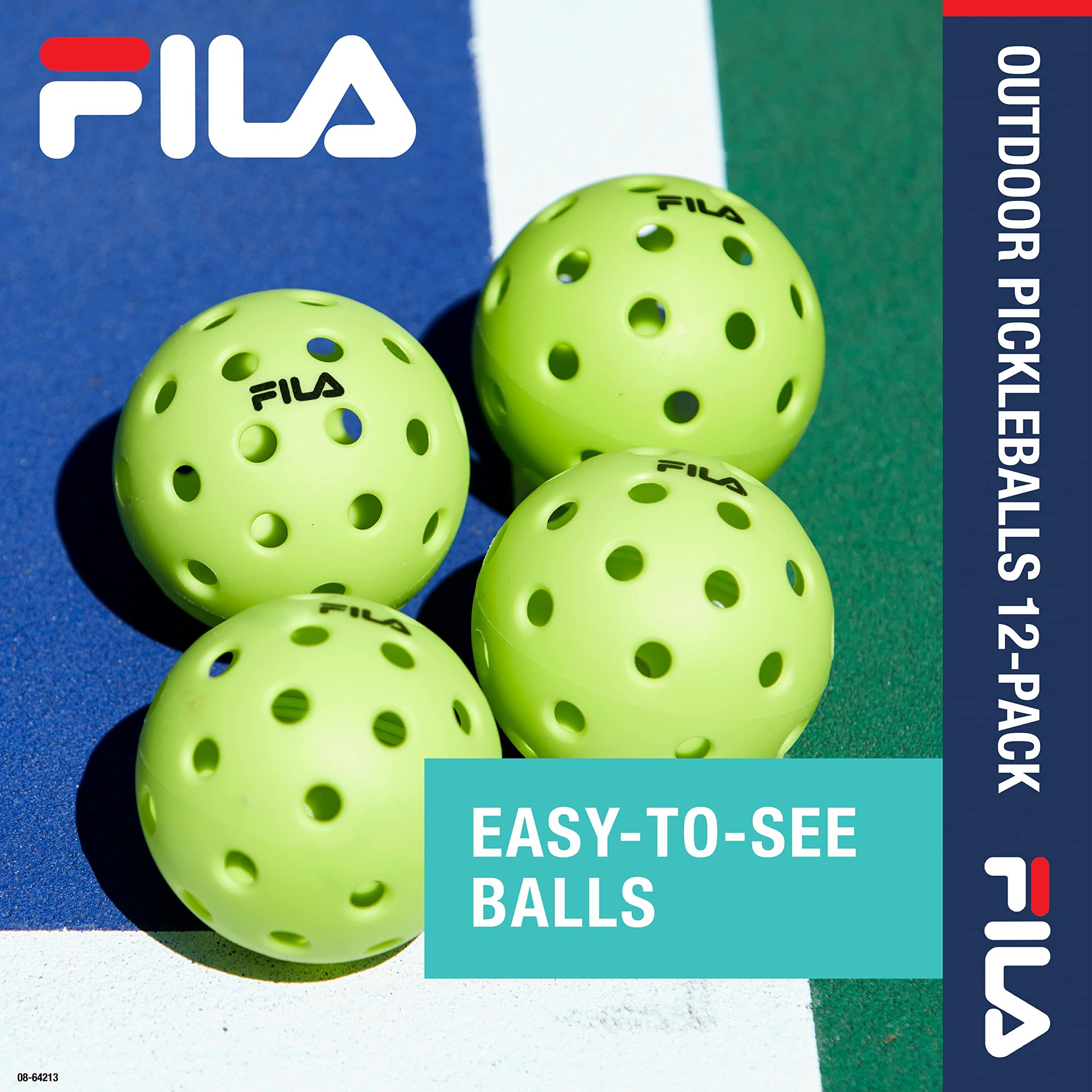 FILA Accessories FILA Accessories Outdoor Pickleball Balls - Official Outdoor Pickleballs, Regulation Size with 40 Holes (Lime Green), Pack of 4