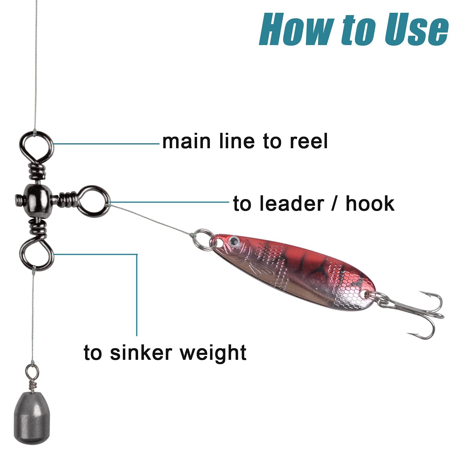 JSHANMEI JSHANMEI Fishing 3 Way Swivels Cross Line Barrel Swivels T-Turn Fishing Swivels Fishing Lure Connector Saltwater Fishing Tackle Accessories (#4-40pcs)