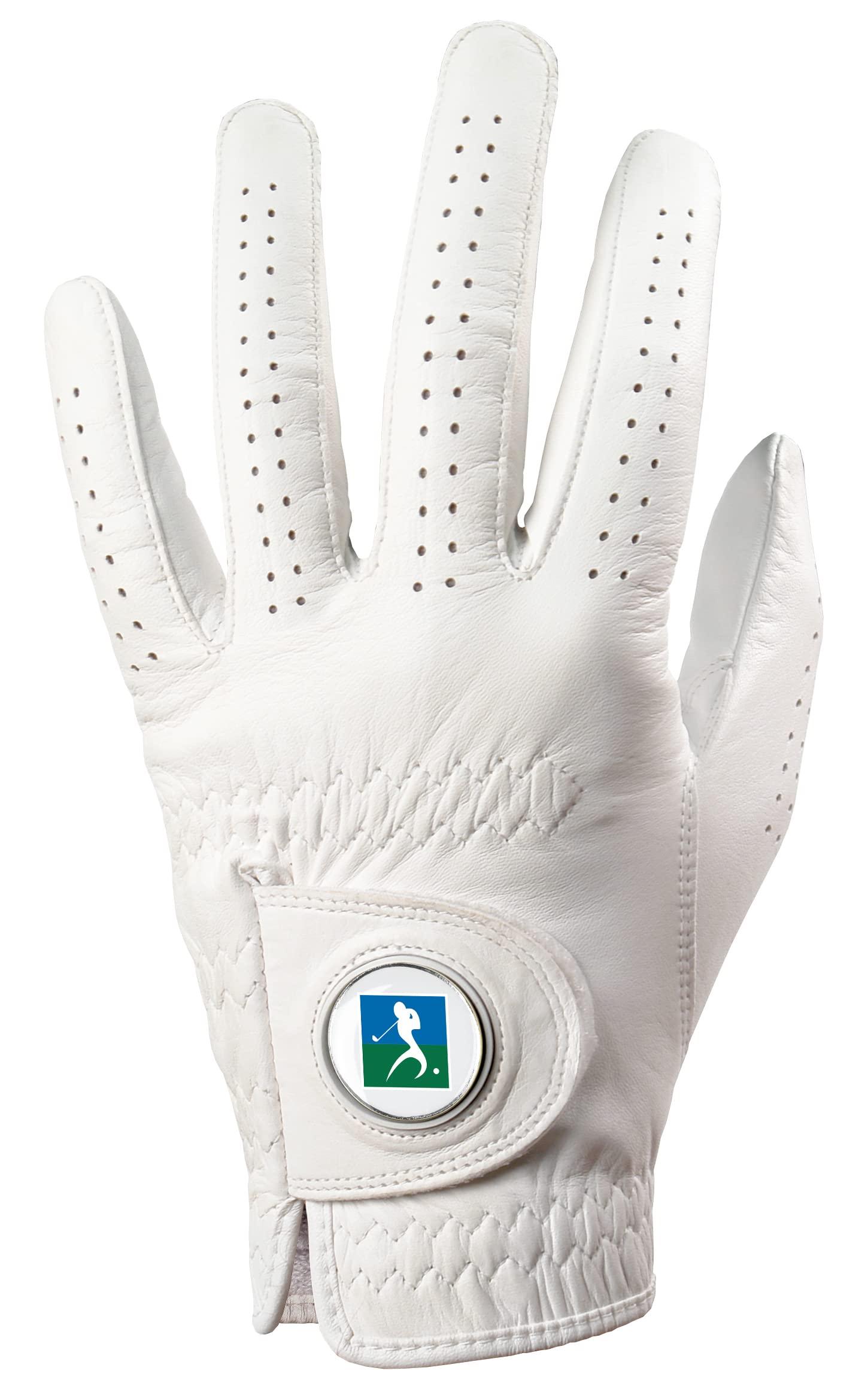 LinksWalker LinksWalker Golf Glove Cabretta Leather and Ball Marker Size Large