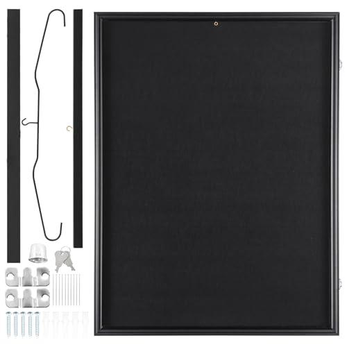 VEVOR VEVOR Jersey Display Frame Case, 24 x 32 x 1.5 in, Large Lockable Sport Jersey Shadow Box with 98% UV Protection PC Glass and Hangers, for Baseball Basketball Football Hockey Shirt and Uniform, Black