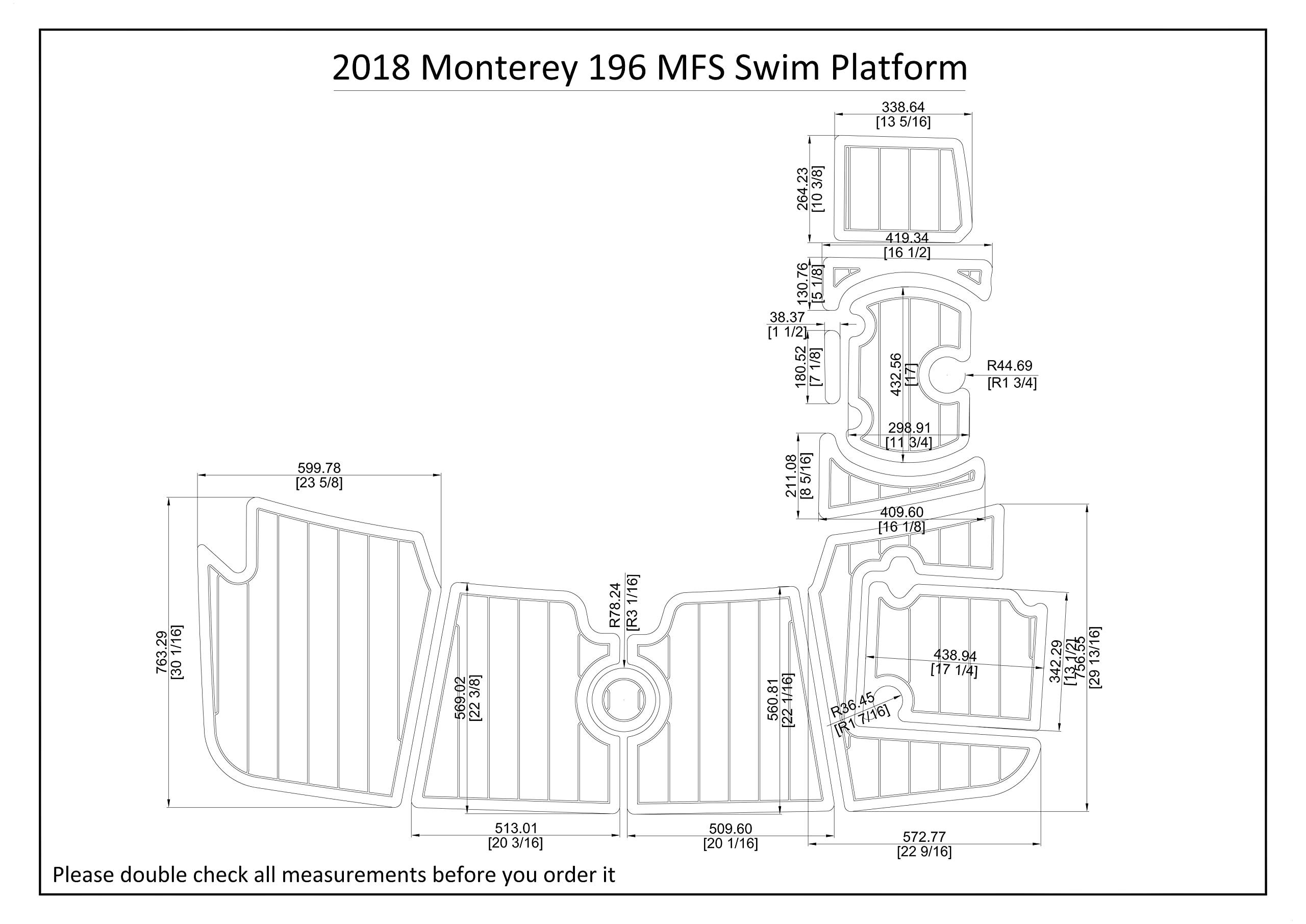 NineFit Basics Boat EVA Faux Teak Decking Floor Compatible with 2018 Monterey 196 MS Swim Platform