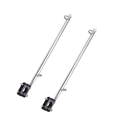 Hoffen 2 PCS Stainless Steel Rail Mount Boat Pulpit Staff, boat yacht marine flag pole(7/8\" - 1\")