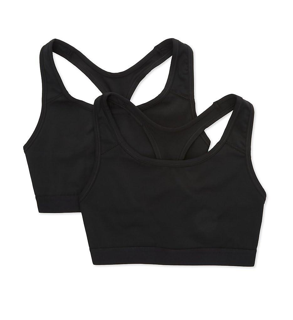Fruit of the Loom Fruit of the Loom Women's Medium Impact Sports Bras Supports Without Padding, Black Hue/Black Hue
