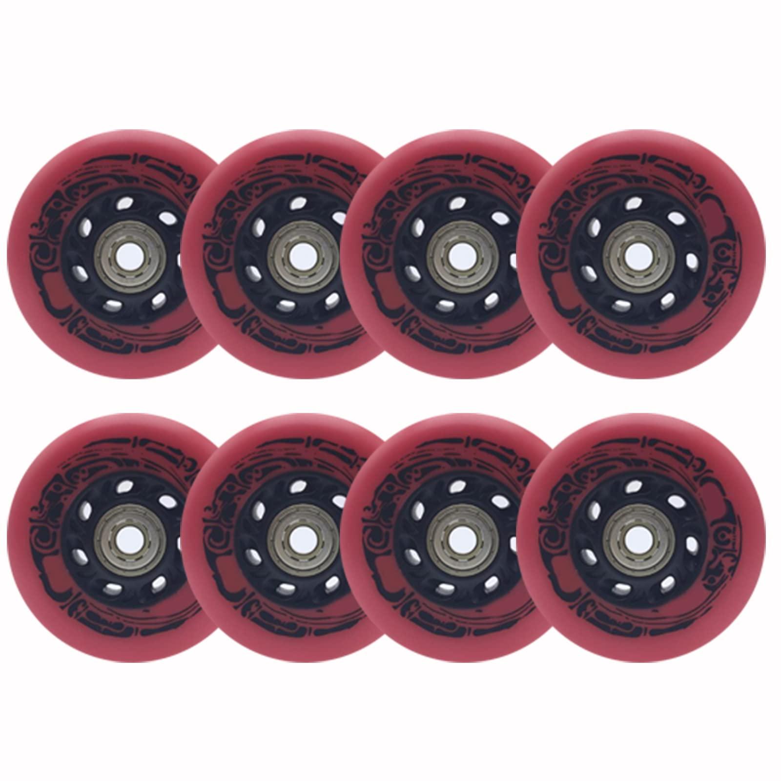 JHKJ JHKJ 92A Inline Skate Wheels Replacement 72mm/76mm/80mm Speed Skate Wheels 8 Pcs with Bearings Long Lasting Formula for Skating Outside,Red,72mm
