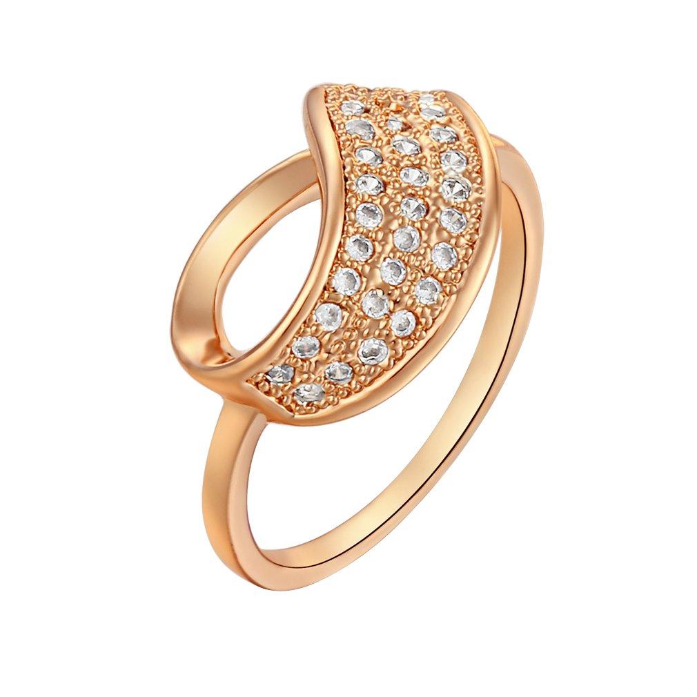 YAZILIND YAZILIND Special Design 18K Gold Plated Ring White Cubic Zirconia Decraion Size 8