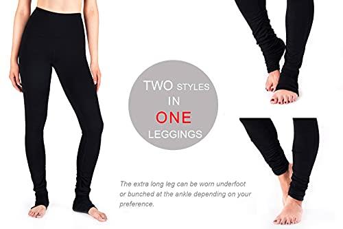 Yogipace Yogipace Women\'s High Waisted Goddess Extra Long Yoga Over The Heel Leggings,34\",Black,Size M