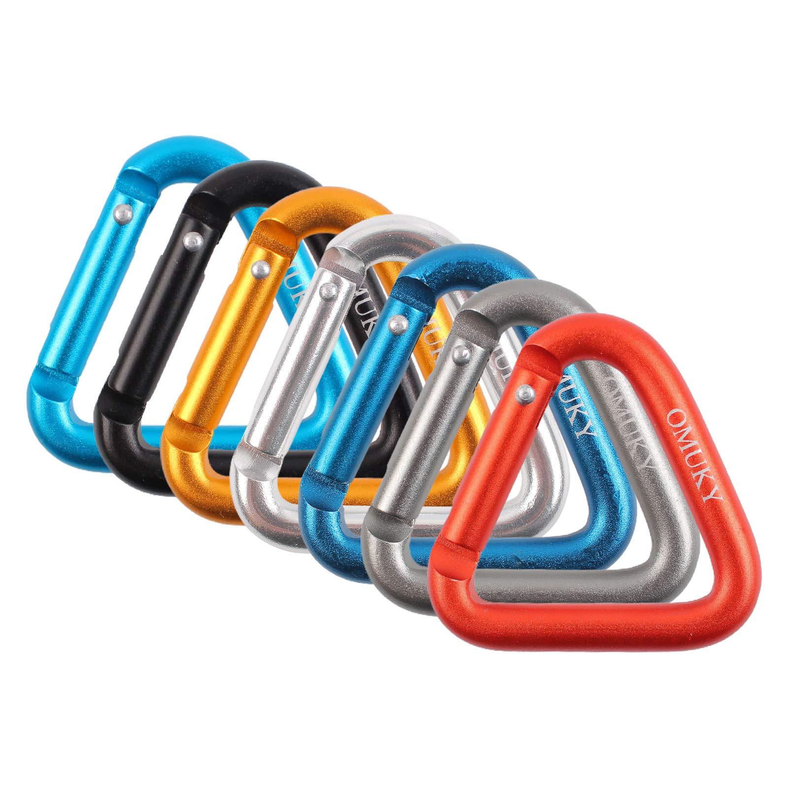 OMUKY OMUKY Triangle Shape Aluminum Carabiner Clip Heavy Duty Keyring Camping Accessories Large Straight Gate Carabiners 7-Pack (Triangle-7pcs)