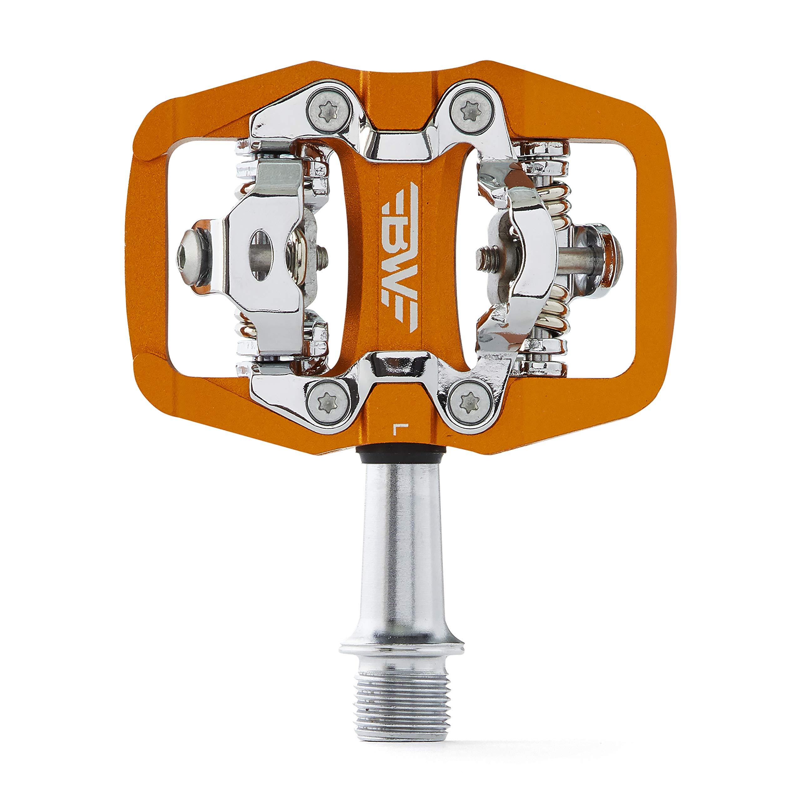 BW USA BW USA Rock Garden Flat Pedal - SPD Compatible Clipless MTB Bike Pedals - Orange