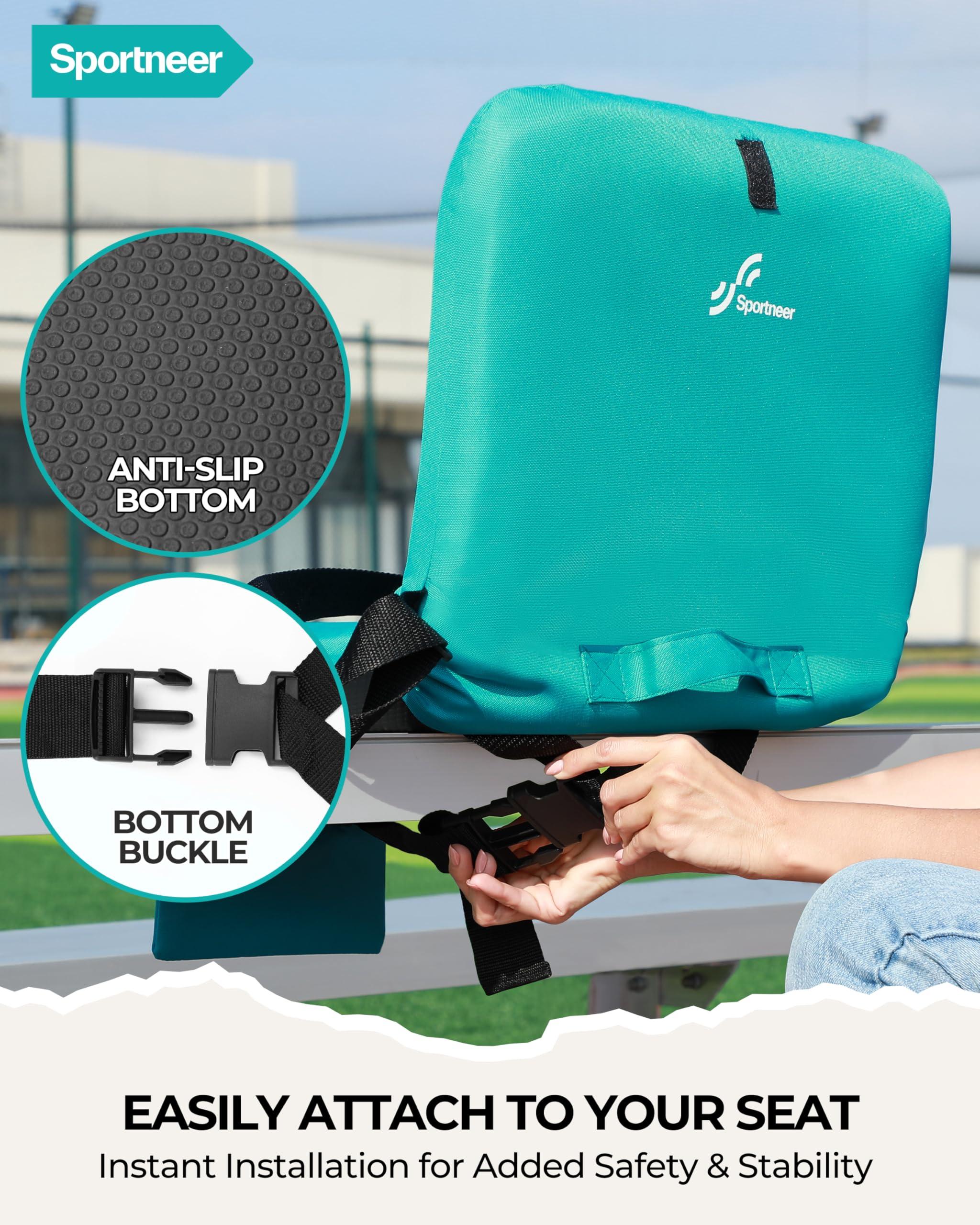 Sportneer Sportneer Bleacher Chairs with Back and Cushion: 6 Reclining Positions Bleacher Seat with Carry Handle & Storage Pocket - Folding Stadium Seats with Back Support for Sports Outdoors, Light Blue 2 Pack