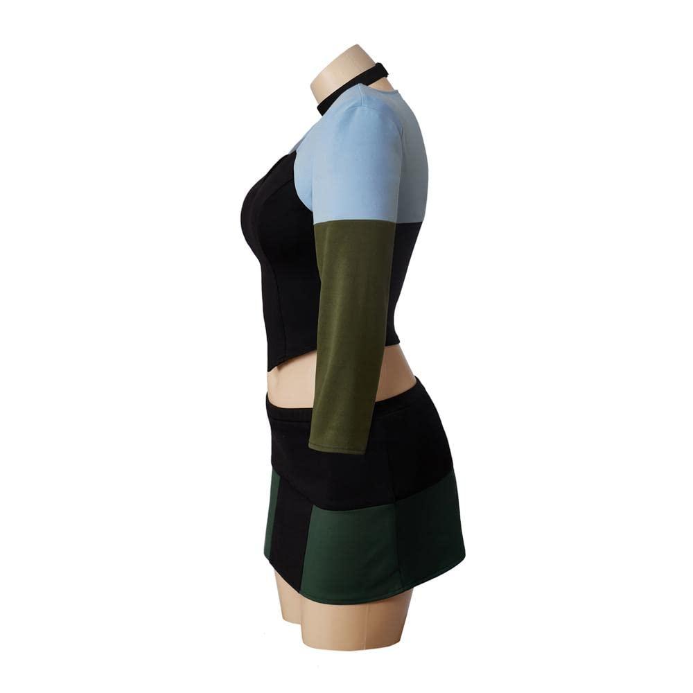 VEECOOCOS VEECOOCOS Total Drama Island Gwen Cosplay Costume Girls Crop Top and Mini Skirts Halloween Outfits-L