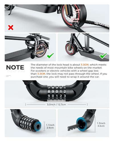 Sportneer Sportneer Bike Chain Lock Heavy Duty, Bicycle Lock with 5 Digit Combination Heavy Duty Anti Theft Keyless Security Bike Locks for Bicycle, Electric Bike, Scooter, Motorcycle, Door, Gate and Fence