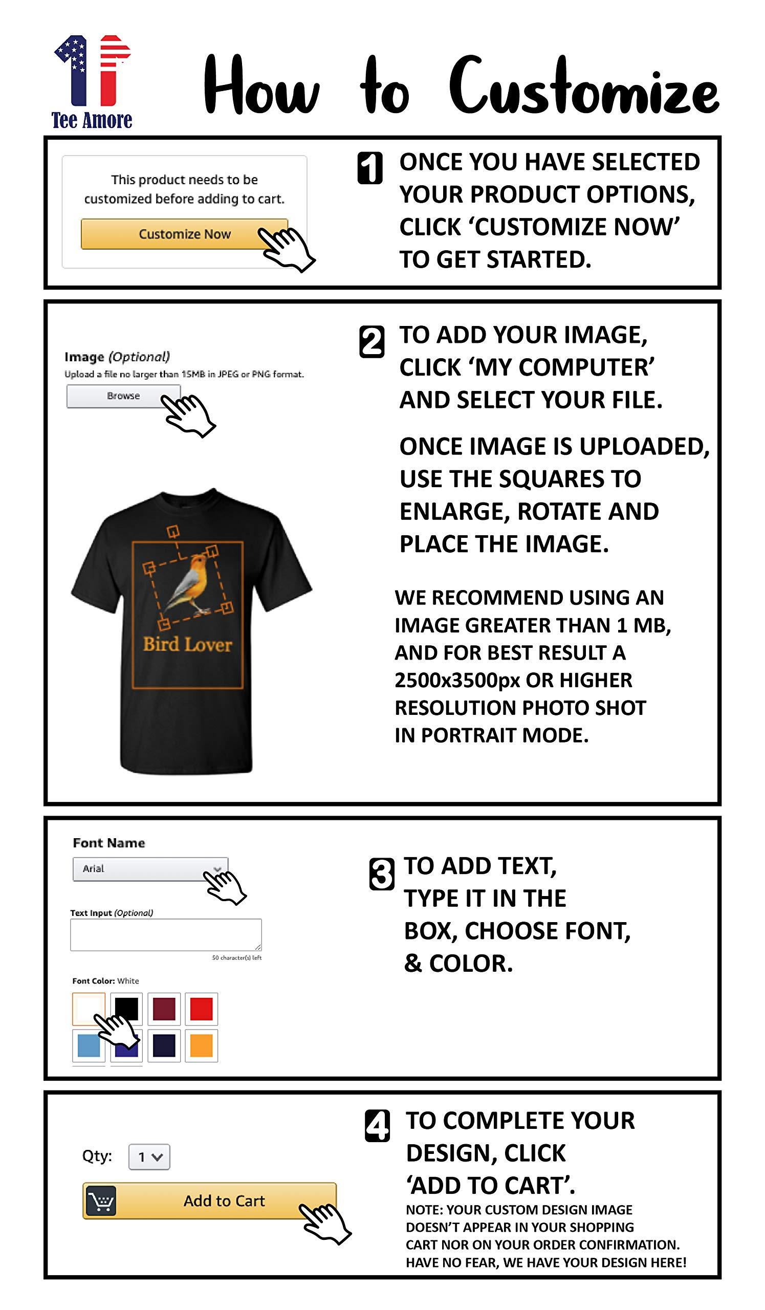 TEEAMORE Women Custom V Neck T Shirts Design Your Own Add Picture Photo Text Two Sided Black