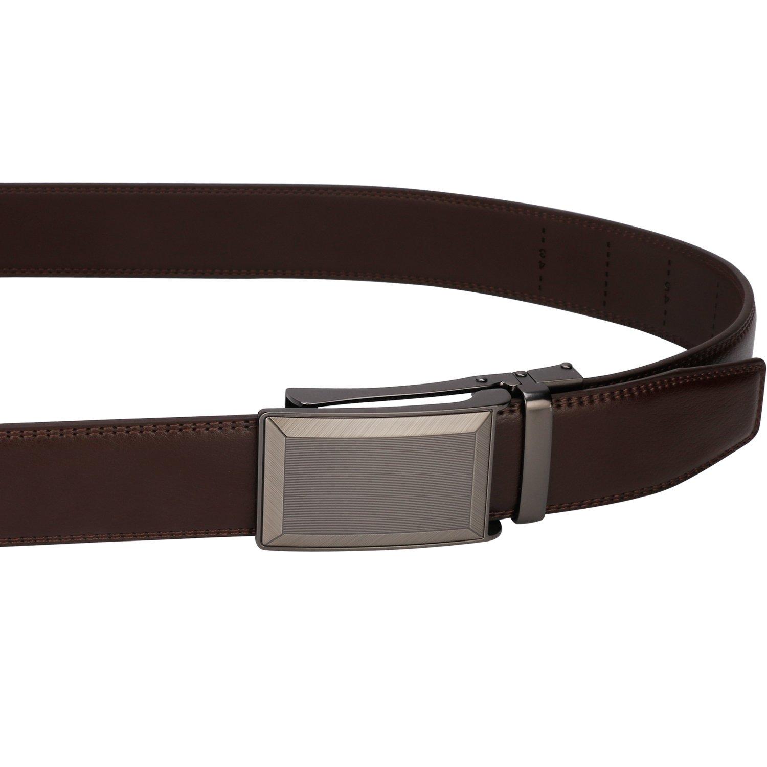 Lavemi Lavemi Men's Real Leather Ratchet Dress Casual Belt, Cut to Exact Fit,Elegant Gift Box(55-0287 Brown Leather)