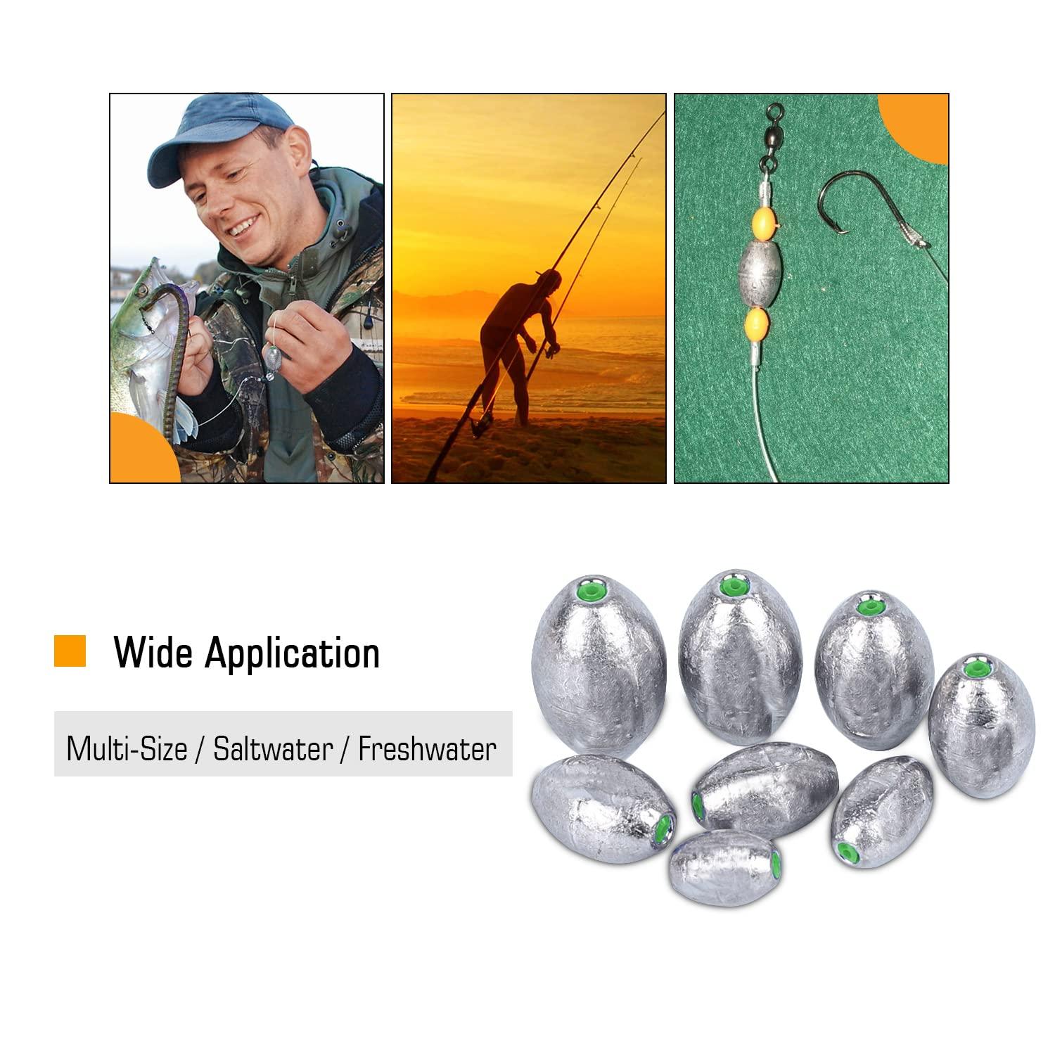 Atibin Atibin Removable Egg Lead Fishing Sinkers Saltwater Fishing Oval Sinkers Shot Drop Weight Sinker Set 10pcs 1oz