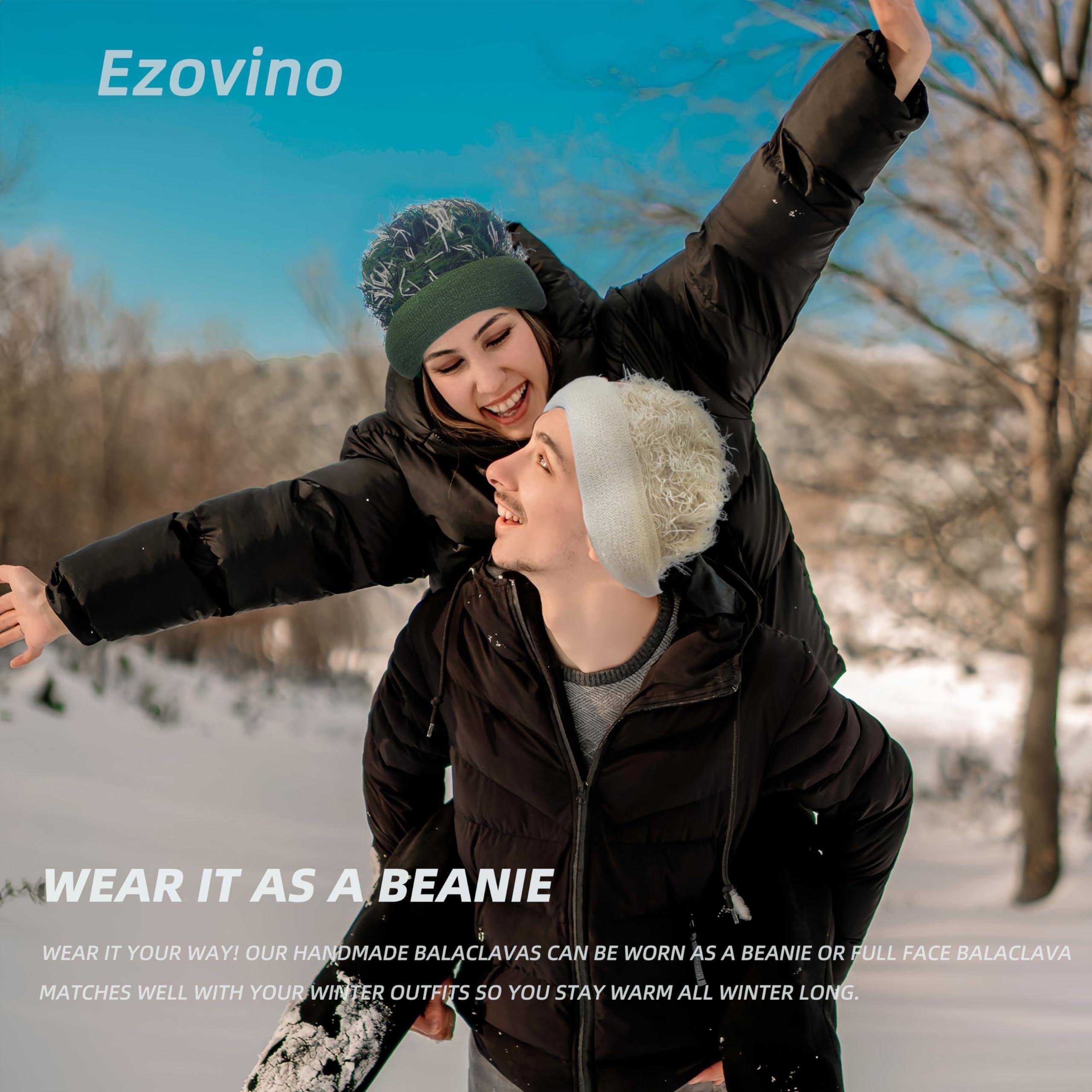 Ezovino Ezovino Distressed Balaclava Ski Mask, Knitted Full Face Mask for Men/Women Purple