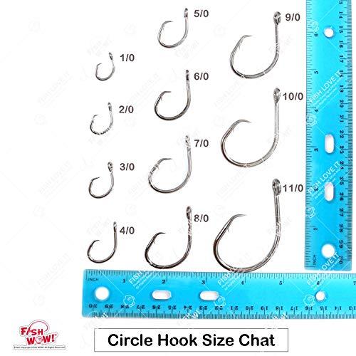 Fish WOW! 50pcs Fishing 4X Strong Offset Circle Hooks - Size 9/0