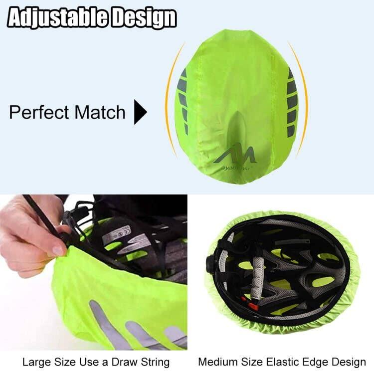 HIKERBRO HIKERBRO Bicycle Helmet Rain Covers, Waterproof Cycle Helmet Cover, Bike Helmet Cover with Reflective Stripes, Windproof High Visibility Helmet Covers for Men Women, Large