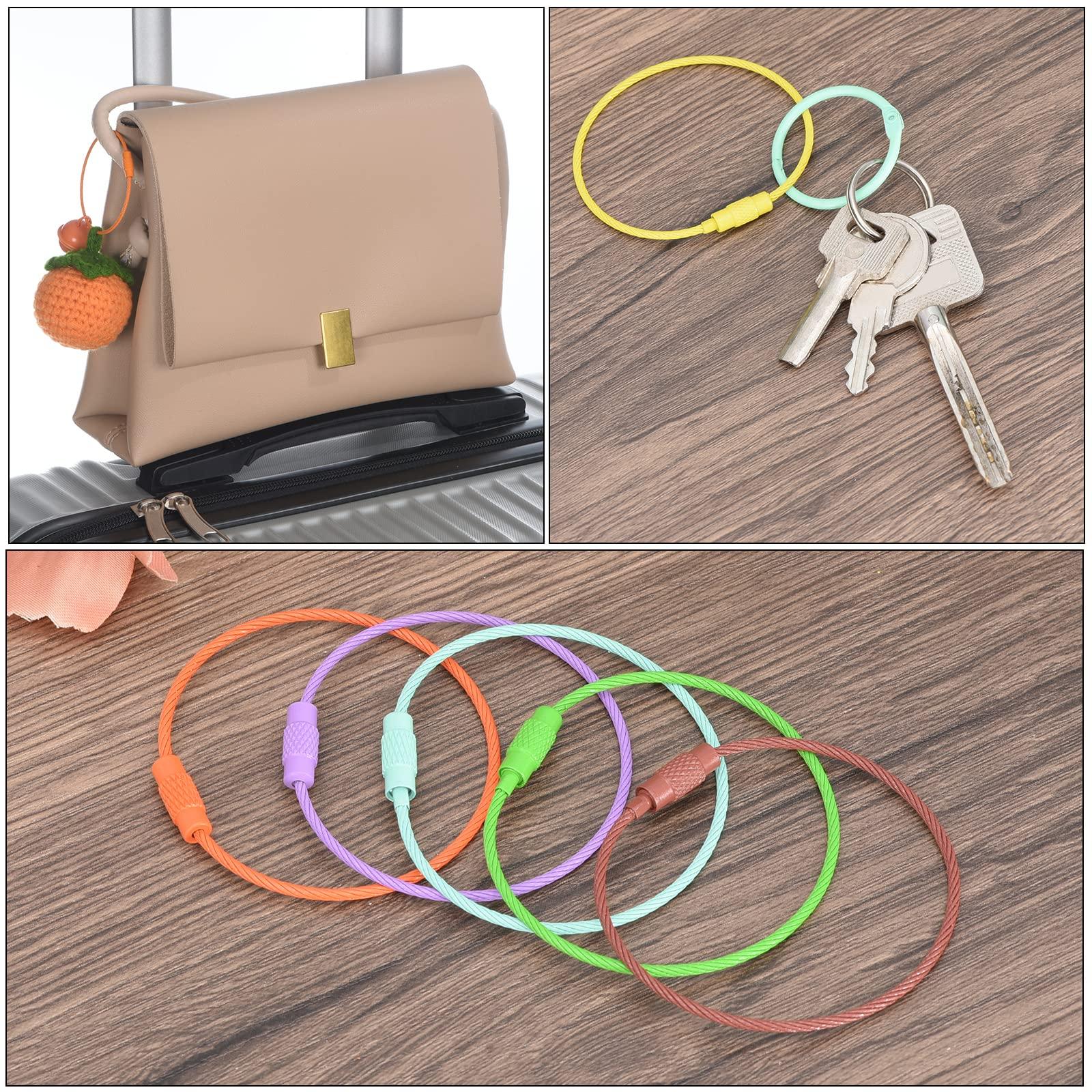 PATIKIL PATIKIL 6 Inch Length Wire Keychain Cable, 5 Pack Titanium Steel Key Ring Loop for Outdoor Hiking Sport, Blue