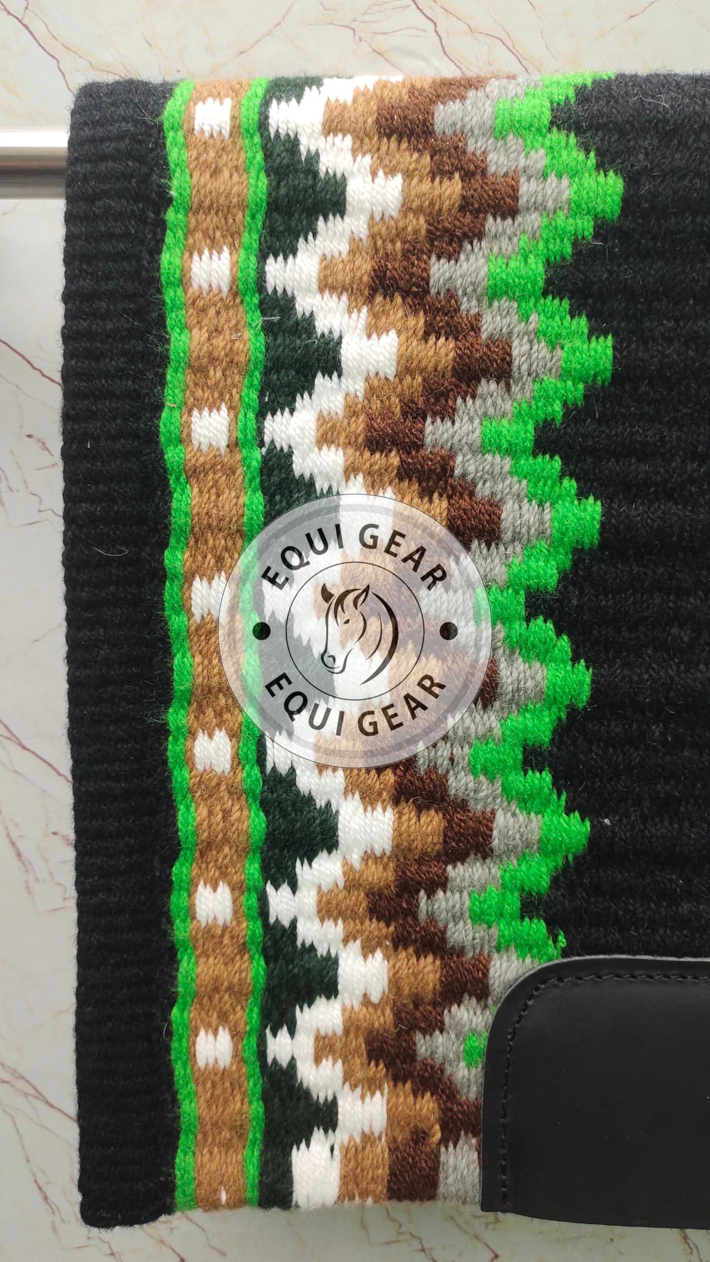 EQUIGEAR EQUIGEAR Western Ranch Horse Saddle Blanket New Zealand Wool Western Design Handmade Saddle Blanket Top Wool Pad Sensor Flex (Customization Available) ZB-062 (34" x 32")