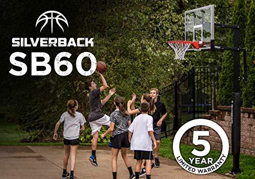 Silverback Silverback 60" In-Ground Basketball System with Adjustable-Height Tempered Glass Backboard and Pro-Style Breakaway Rim