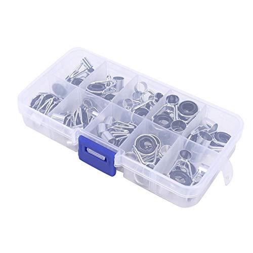 Alomejor Alomejor 90Pcs 9Size Stainless Steel Ceramics Fishing Rod Guides Fishing Rod Guides Tips Parts Fishing Rod Repair Kit