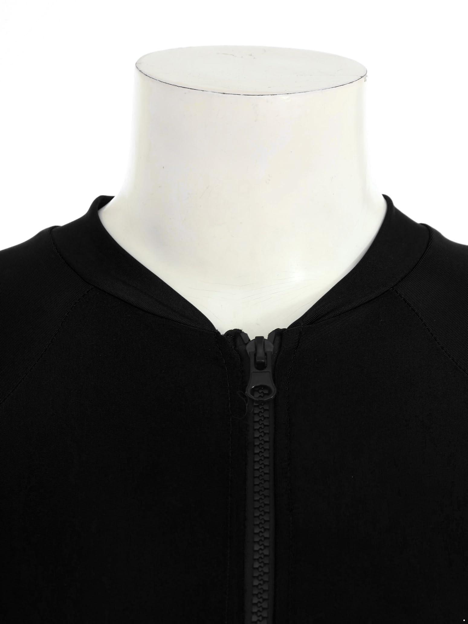 Nikiikoo Nikiikoo Womens Surf Rash Guard Swimsuit One Piece Boyleg Swimwear Sun Protection Zipper Long Sleeve Wetsuit G#Black22 Large