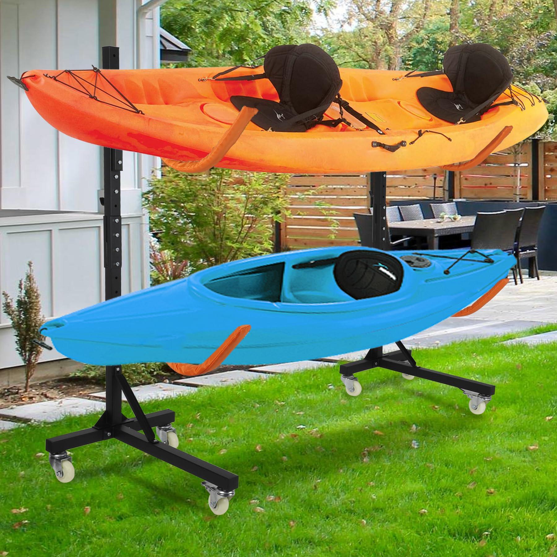 Neorexon Neorexon Freestanding Kayak Storage Rack, Kayak Racks for Outdoor Storage 2 Kayak, Kayak Stand Heavy Duty Storage for Kayaks, Canoes, SUP and Surfboards