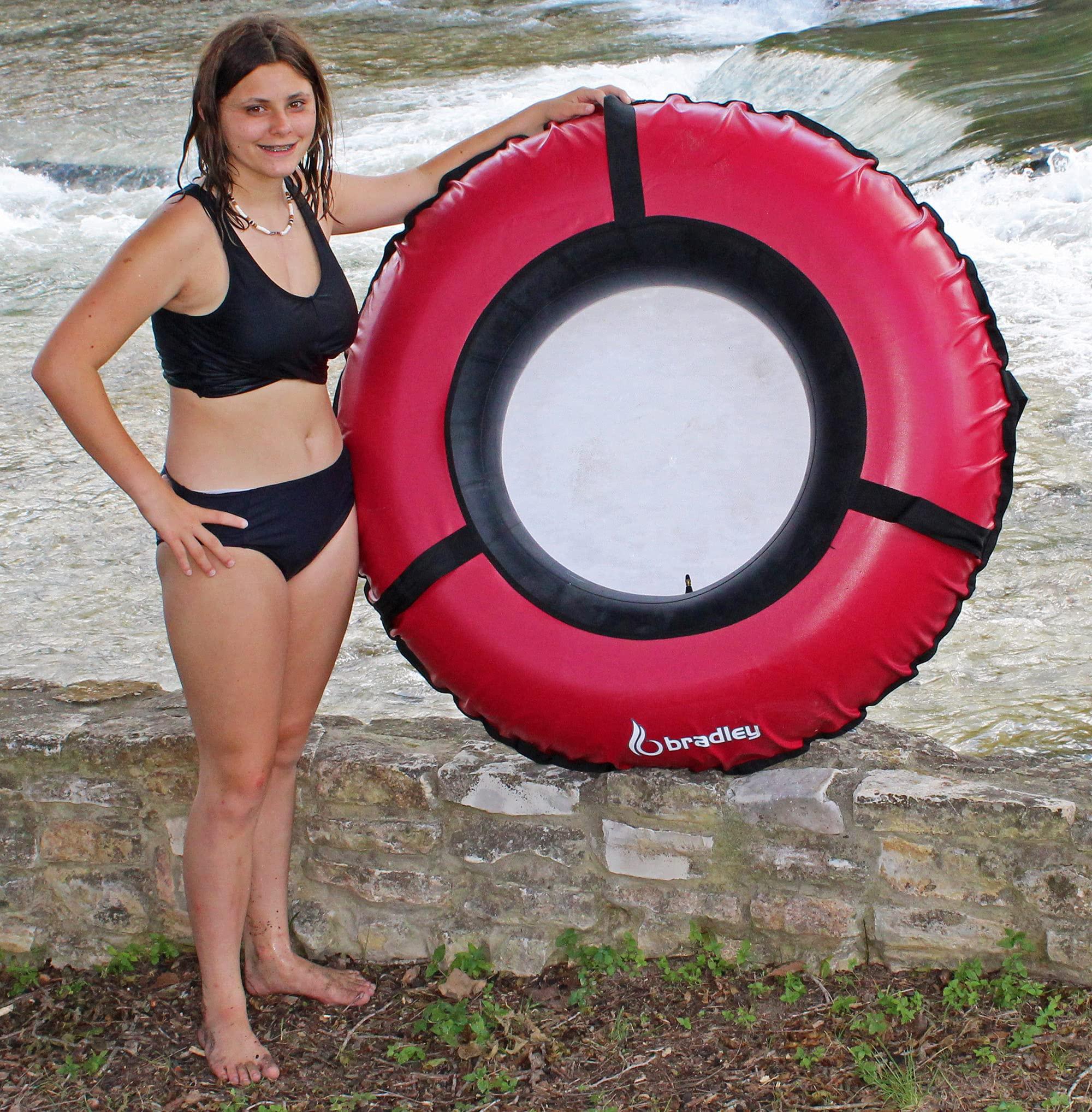 Bradley Pack of Two Bradley Heavy Duty Tubes for Floating The River; Whitewater Water Tube; Rubber Inner Tube with Cover for River Floating; Linking Tandem River Tubes; River raft Tube Red