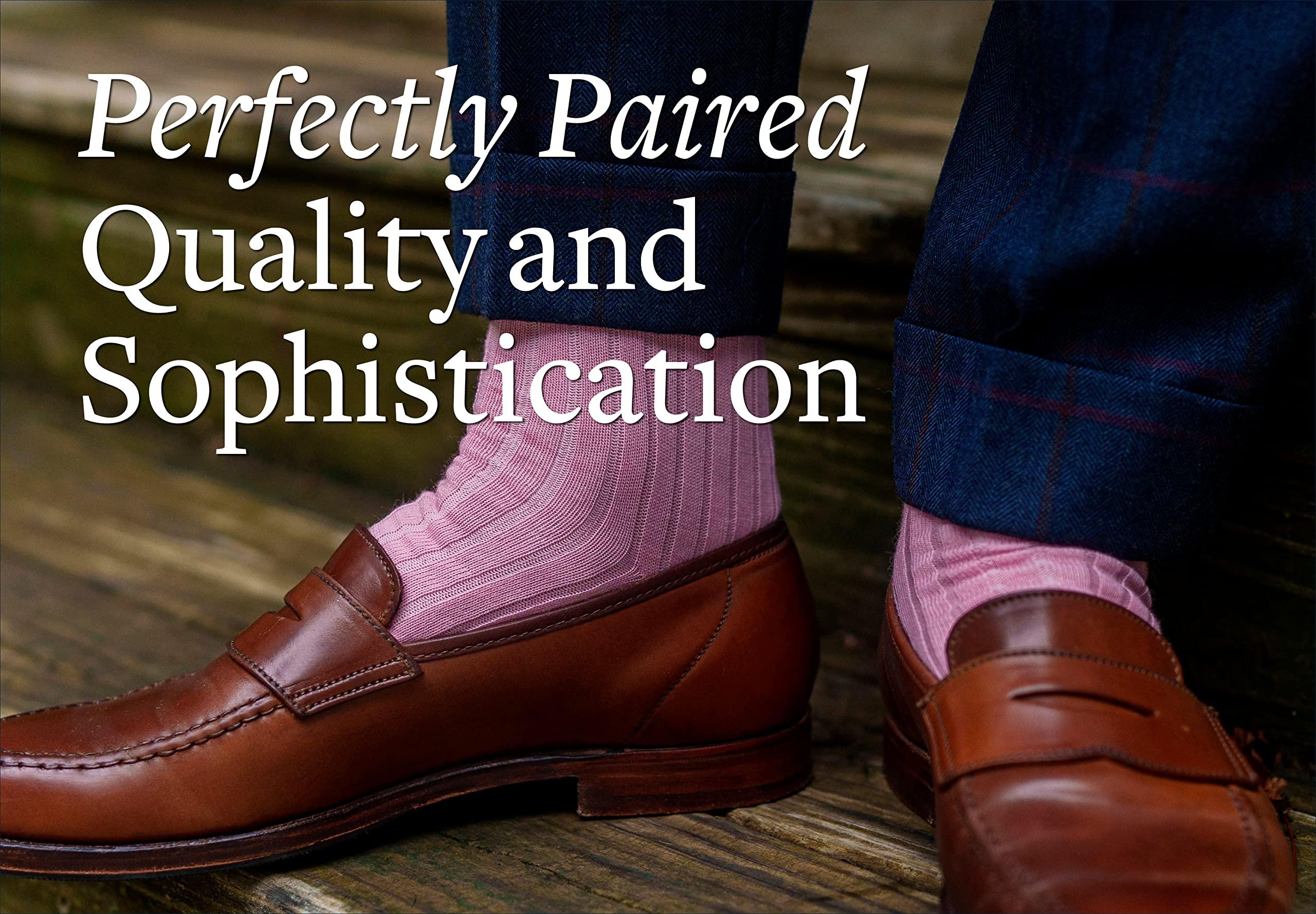 BoardroomSocks Merino Wool Dress Socks for Men Over-the-Calf, Ribbed Wool Dress Socks for Mens Size 8-12 Comfortable and Breathable Socks with Reinforced Heel and Toe by Boardroom Socks, Pink