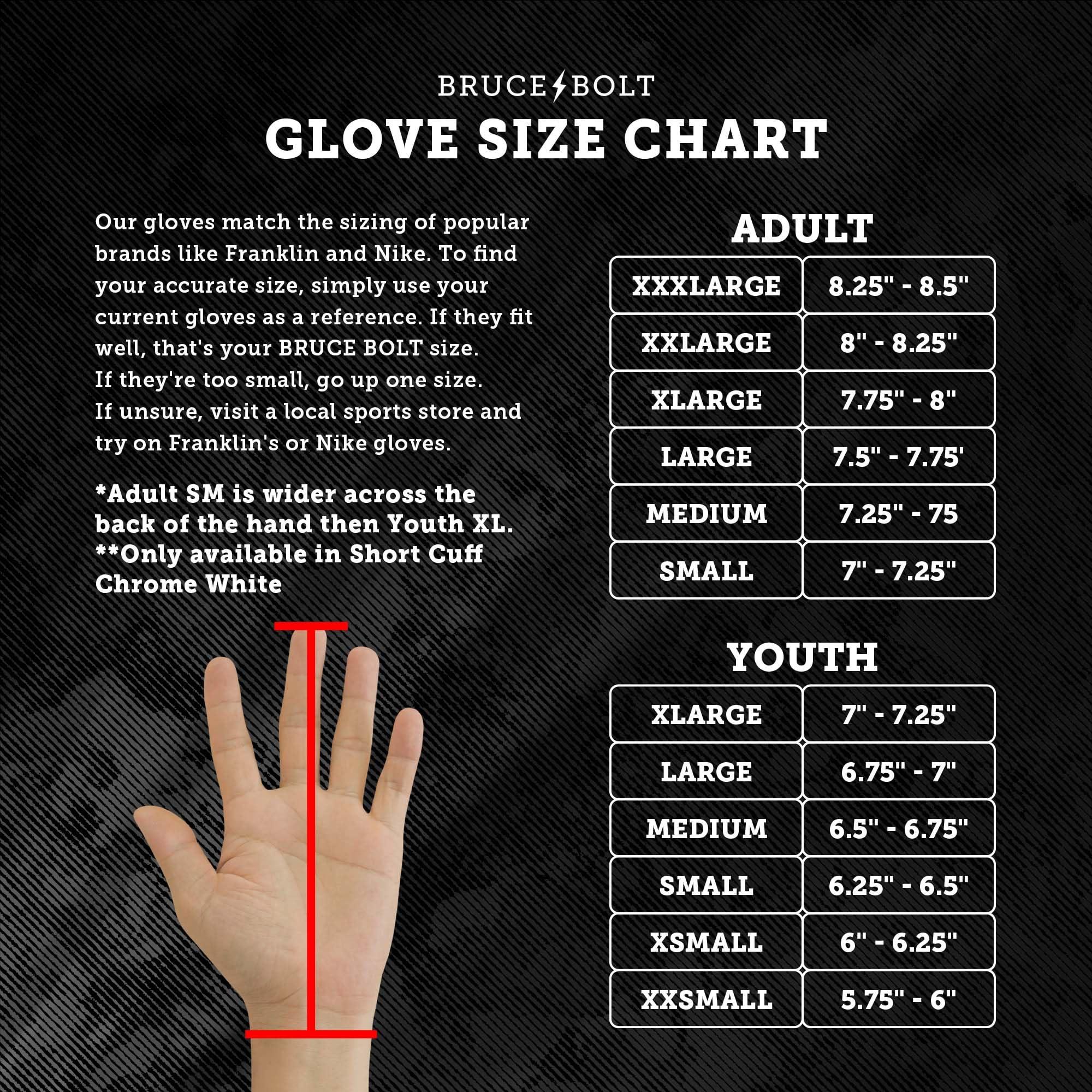 BRUCE BOLT BRUCE BOLT Chrome Series Short Cuff Orange Batting Glove - Orange Small